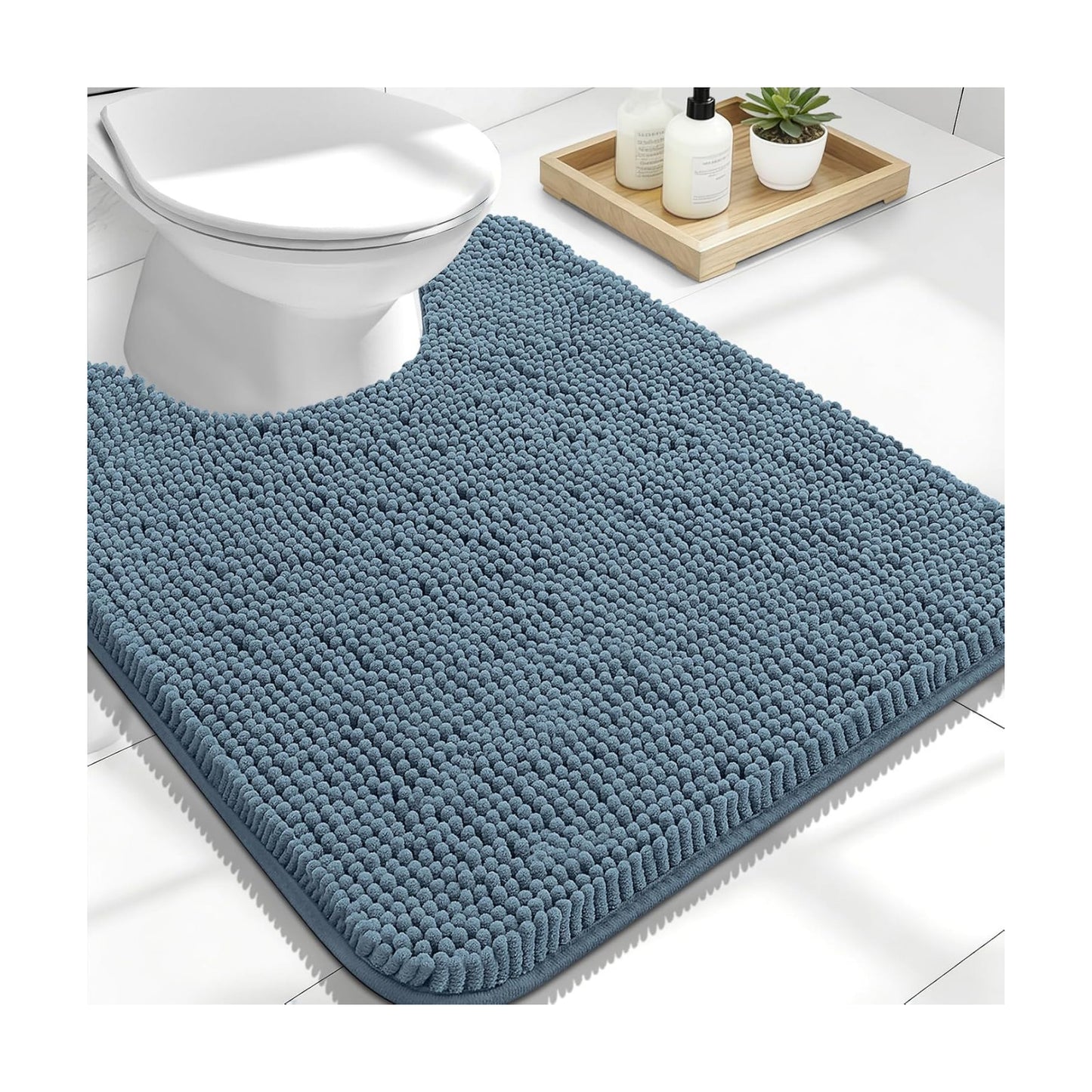 OLANLY Toilet Rugs U-Shaped 24x20, Soft Absorbent Chenille Contour Rugs