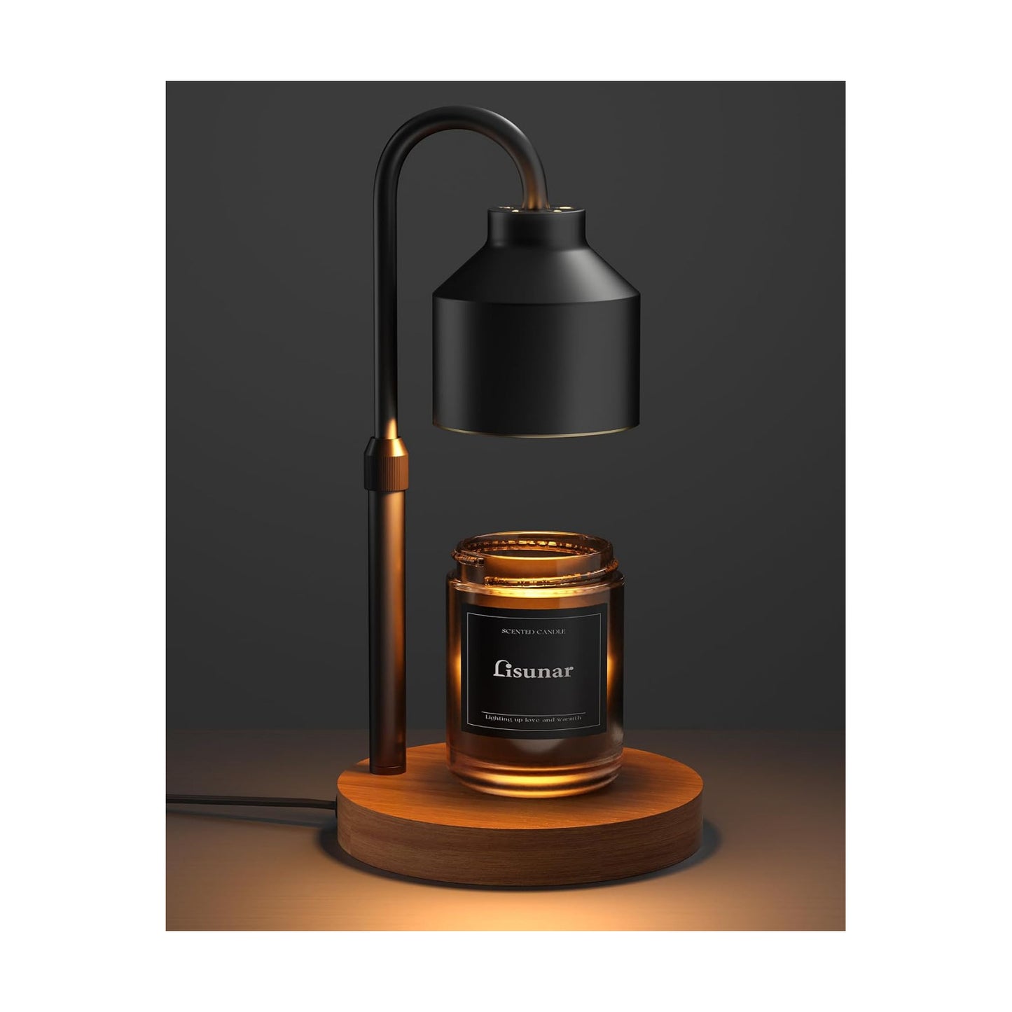 LISUNAR Electric Candle Warmer Lamp Black, Candle Lamp Warmer with Timer, Wax Warmer Lamp for Jar Candles, Adjustable