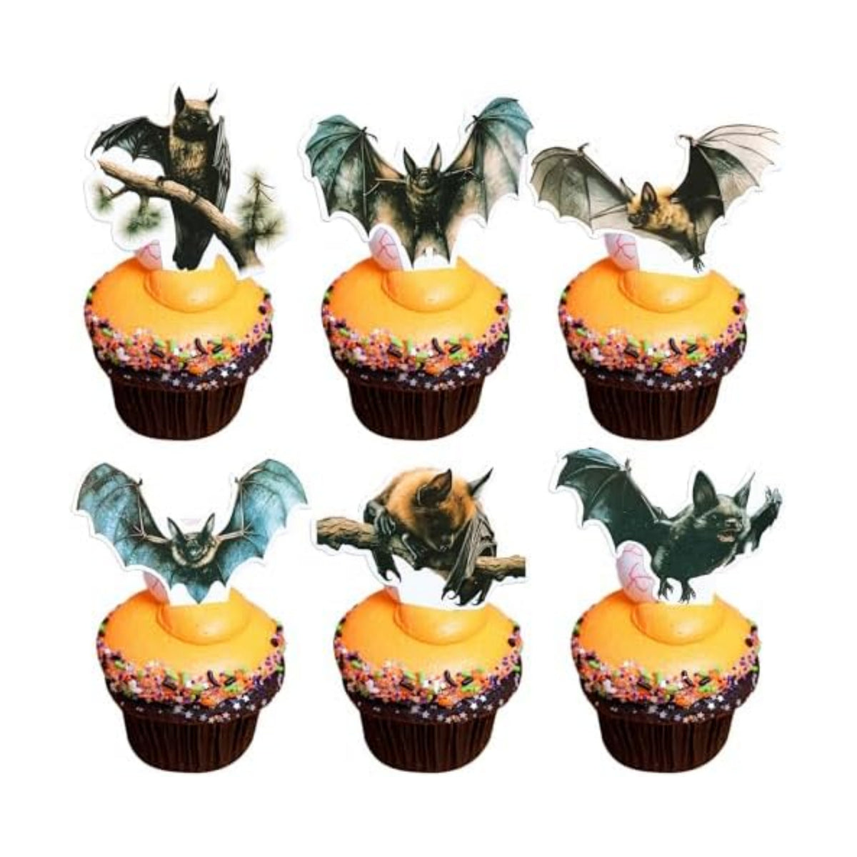 Gyufise 36Pcs Halloween Bat Cupcake Toppers Bat Cake Picks Halloween Horror Bat Cupcake Decors for Halloween Theme Baby Shower Party Cake Decoration Supplies
