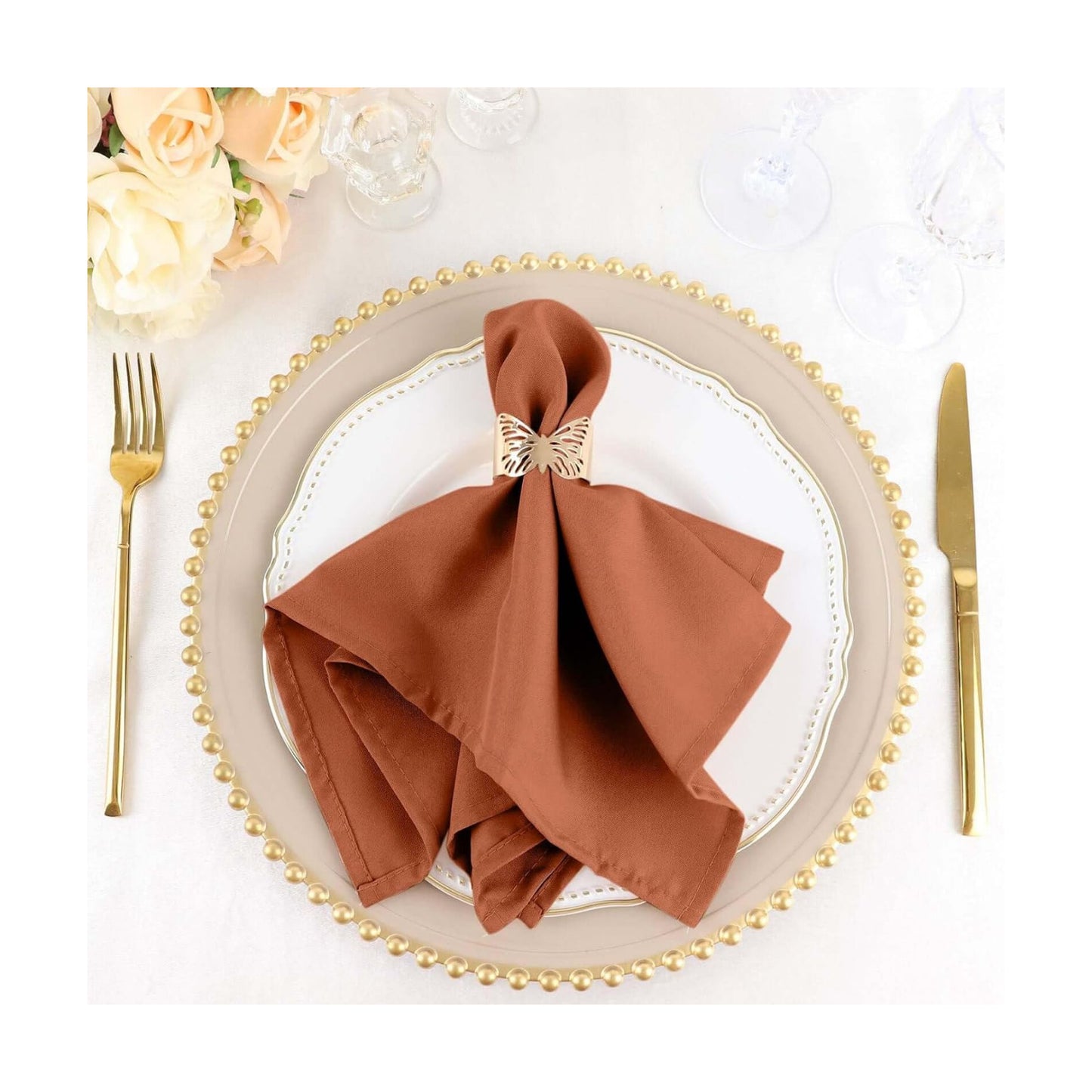 Efavormart Premium Cloth Napkins Set of 100, 17x17 Inch Terracotta Seamless Dinner Napkins, Washable Linen Table Napkin