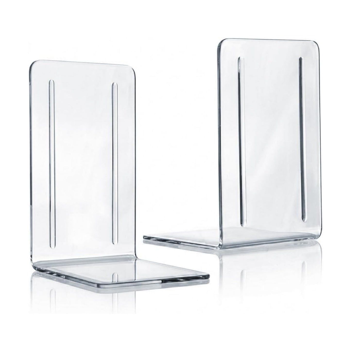 Book Holder / Bookends 1 Pair / 4.5"D x 4"W x 6.7"H / Clear Crystal