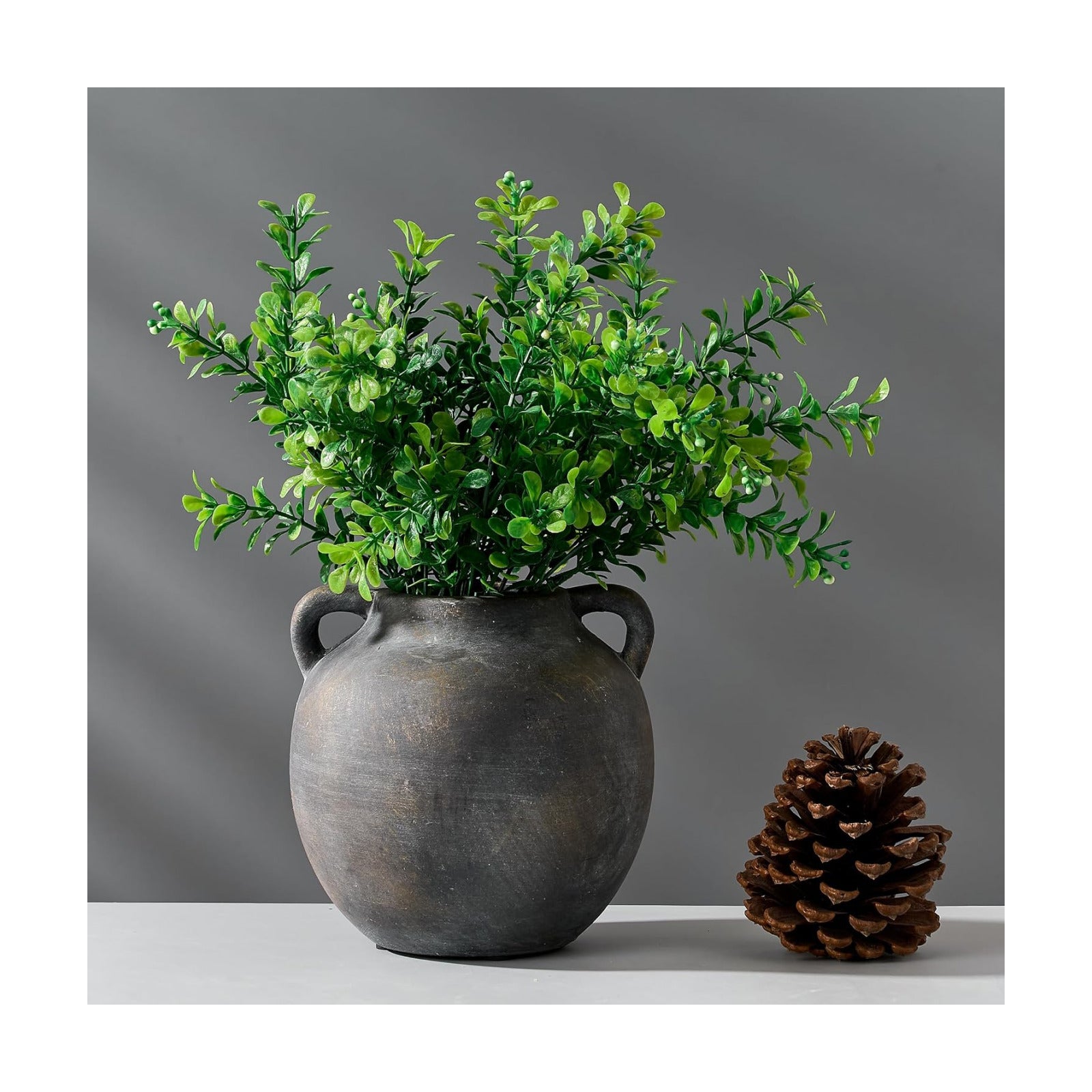 Ceramic Rustic Vase / Black Bronze-5.8 / 5.8 Inch