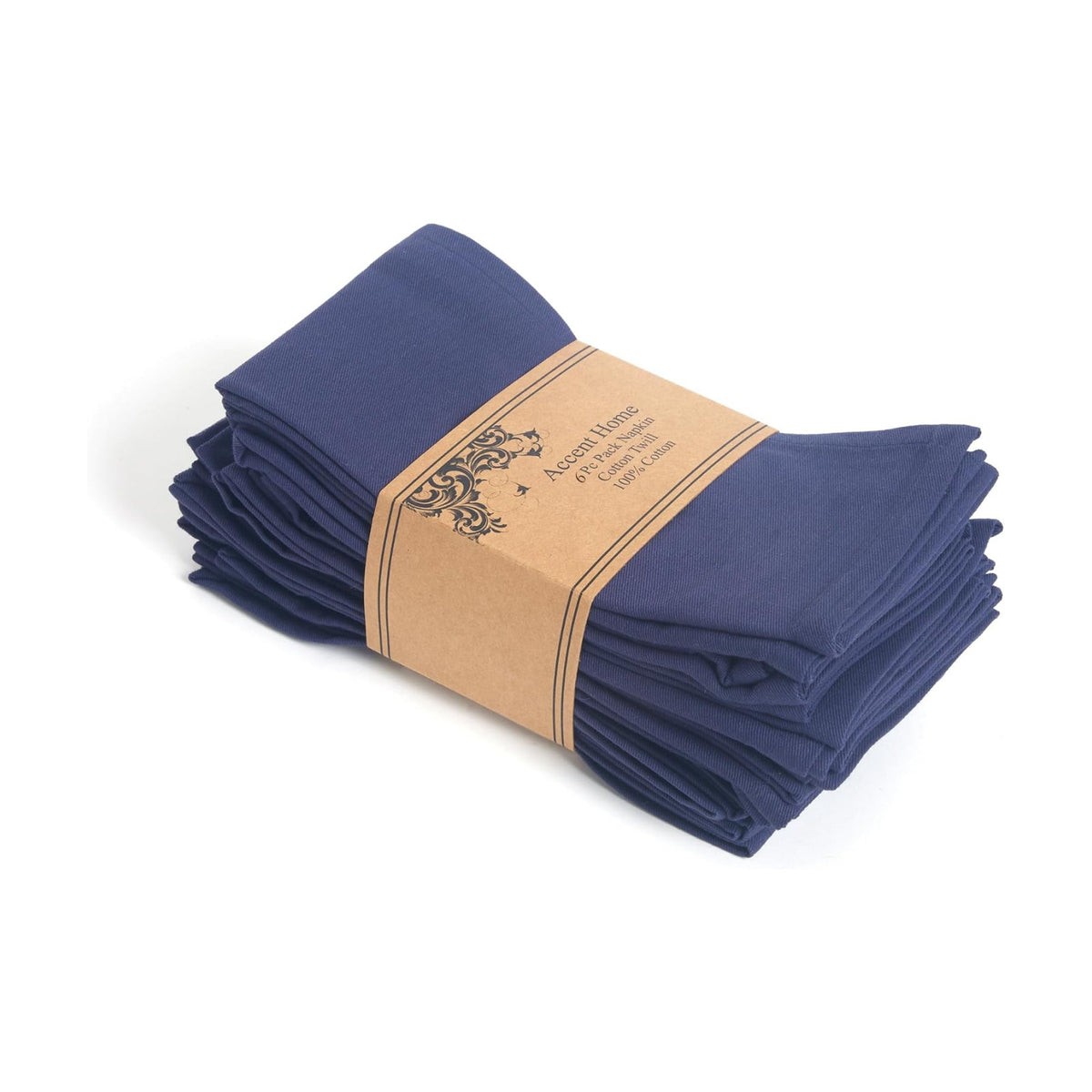 Accent Home 100% Cotton Napkins, Delicate Cloth Napkins for Dinners, Parties and Weddings，18 x 18 Inch Set of 6 - Navy