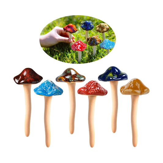 Ceramic Mushrooms / Mushroom-brown / Set of 6
