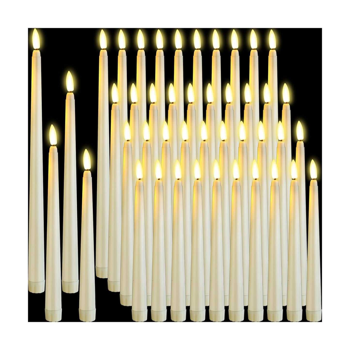 Rossesay 48 Pcs Flameless LED Taper Candles Battery Operated Candles 4 Sizes of 8.5'', 9.65'', 10.83'', 12.8''