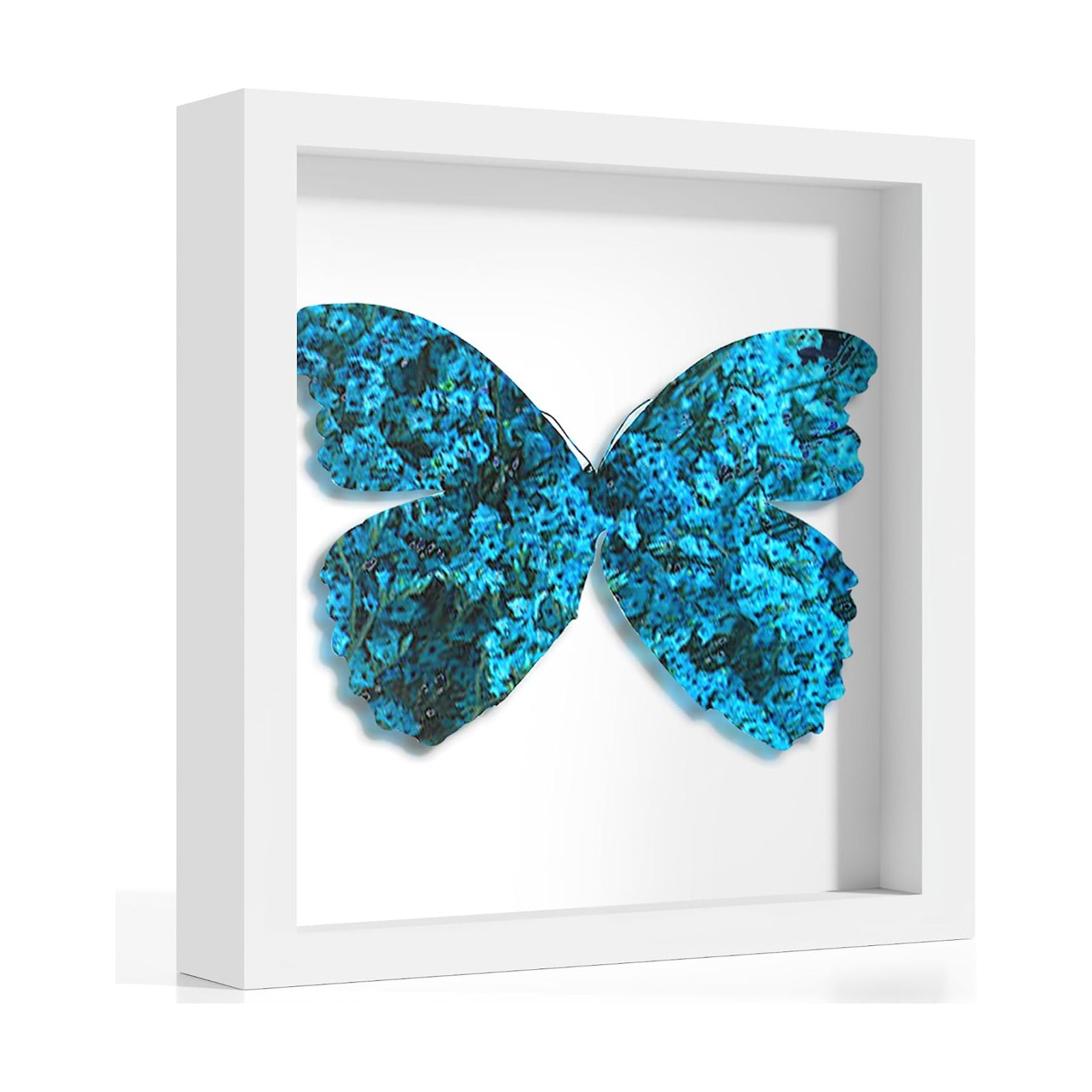 10x10 White Wooden Shadow Box Frame, 1.2" Deep, Tempered Glass | Black Backboard, Tabletop & Vertical/Horizontal Wall