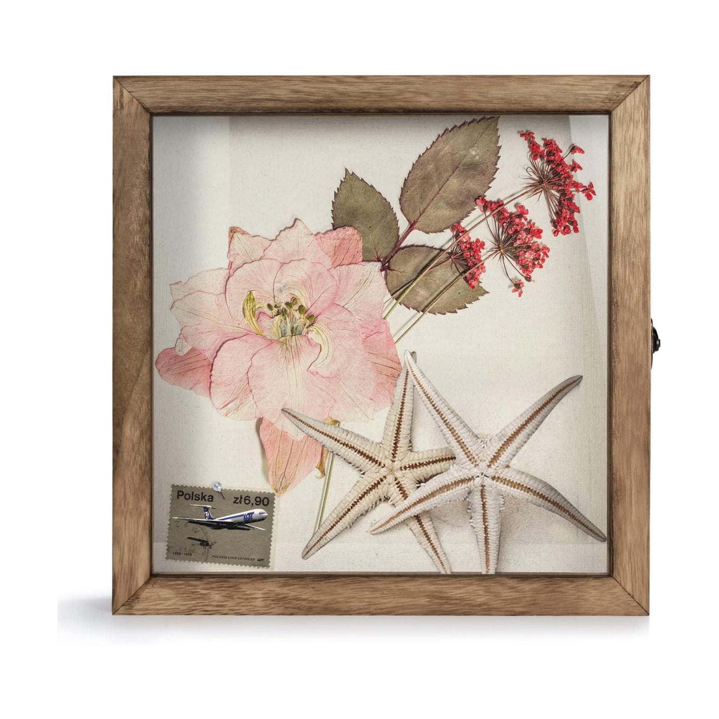 TJ.MOREE Shadow Box 12x12 Memory Display Case Wood Picture Frame Carbonized | Fits 10.6x10.6 Inserts with Linen Back &