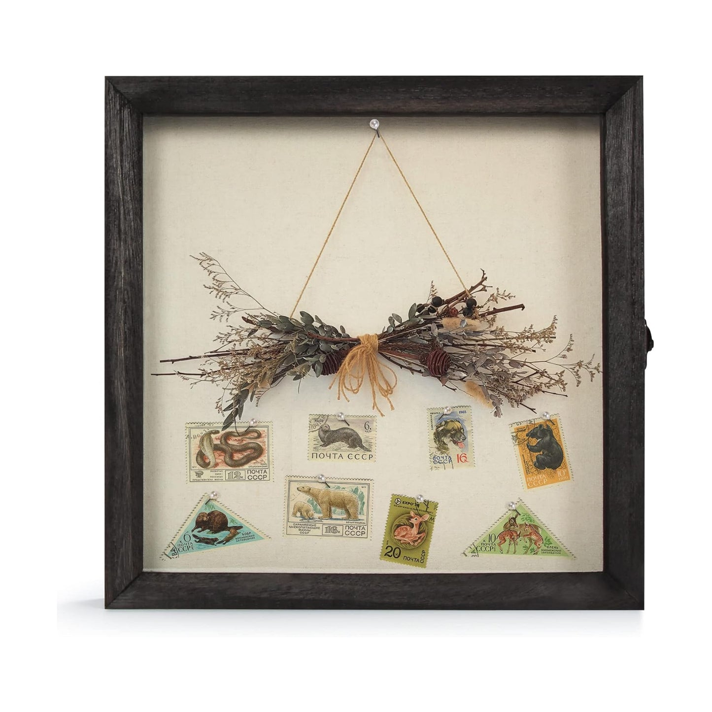 TJ.MOREE Shadow Box 12 x 12 Display Case Wood Picture Frame Memory Black | Fits 10.6x10.6 Inserts with Linen Back &