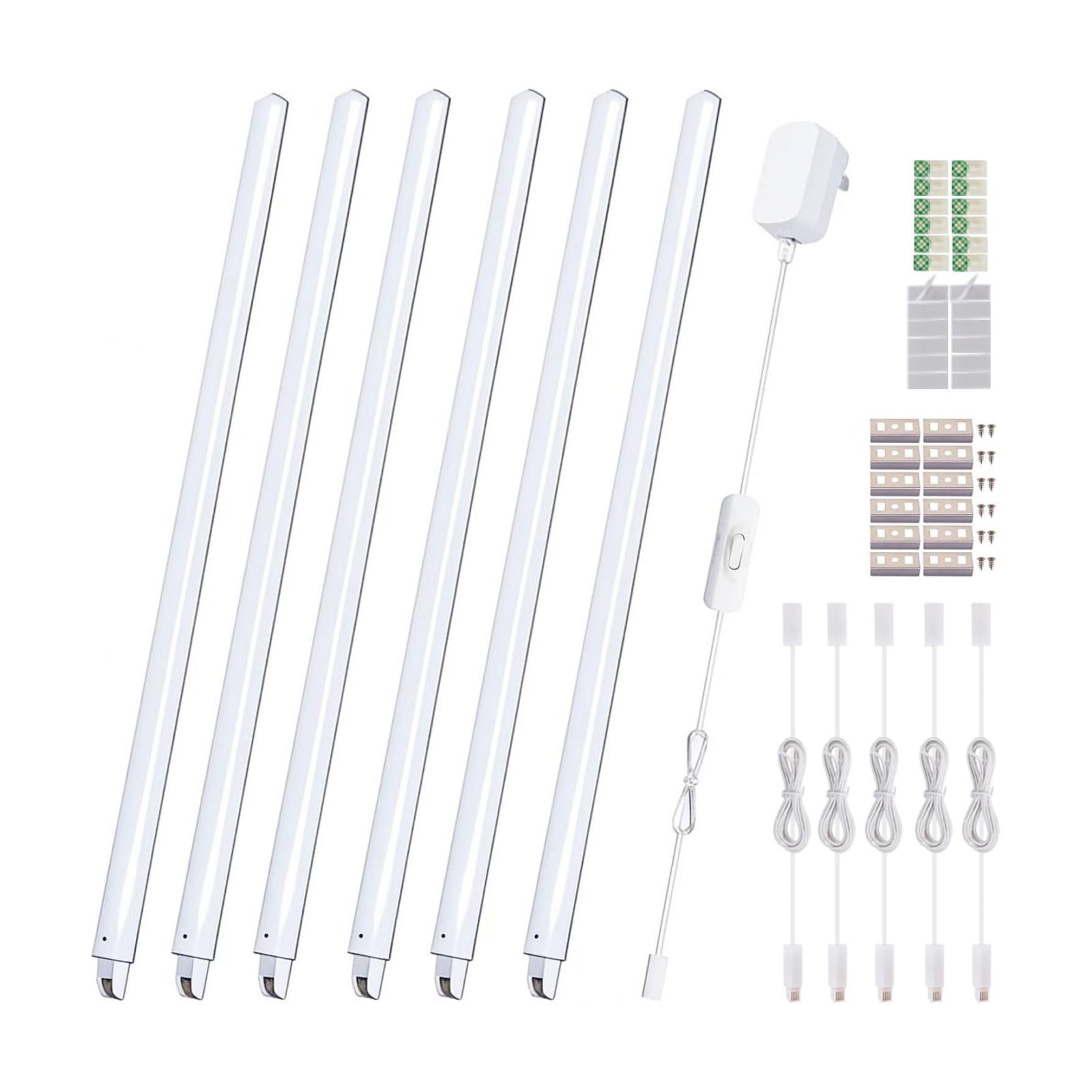 Cefrank 6-Pack Linkable Under Cabinet Lighting, 12" LED Shelf Light Bars | 1200LM Cool White • Plug-in • CRI90+ •