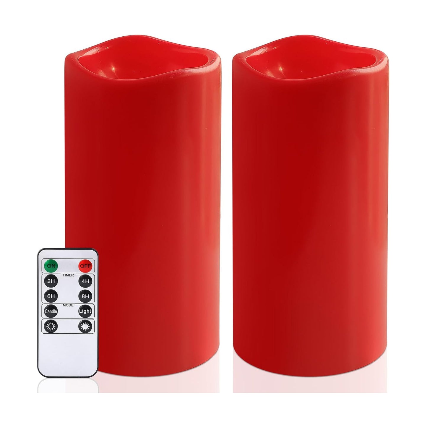 NURADA 8" x 4" Large Outdoor Flameless Candles - Waterproof LED Pillar Flickering Candle Battery Operated with Timer