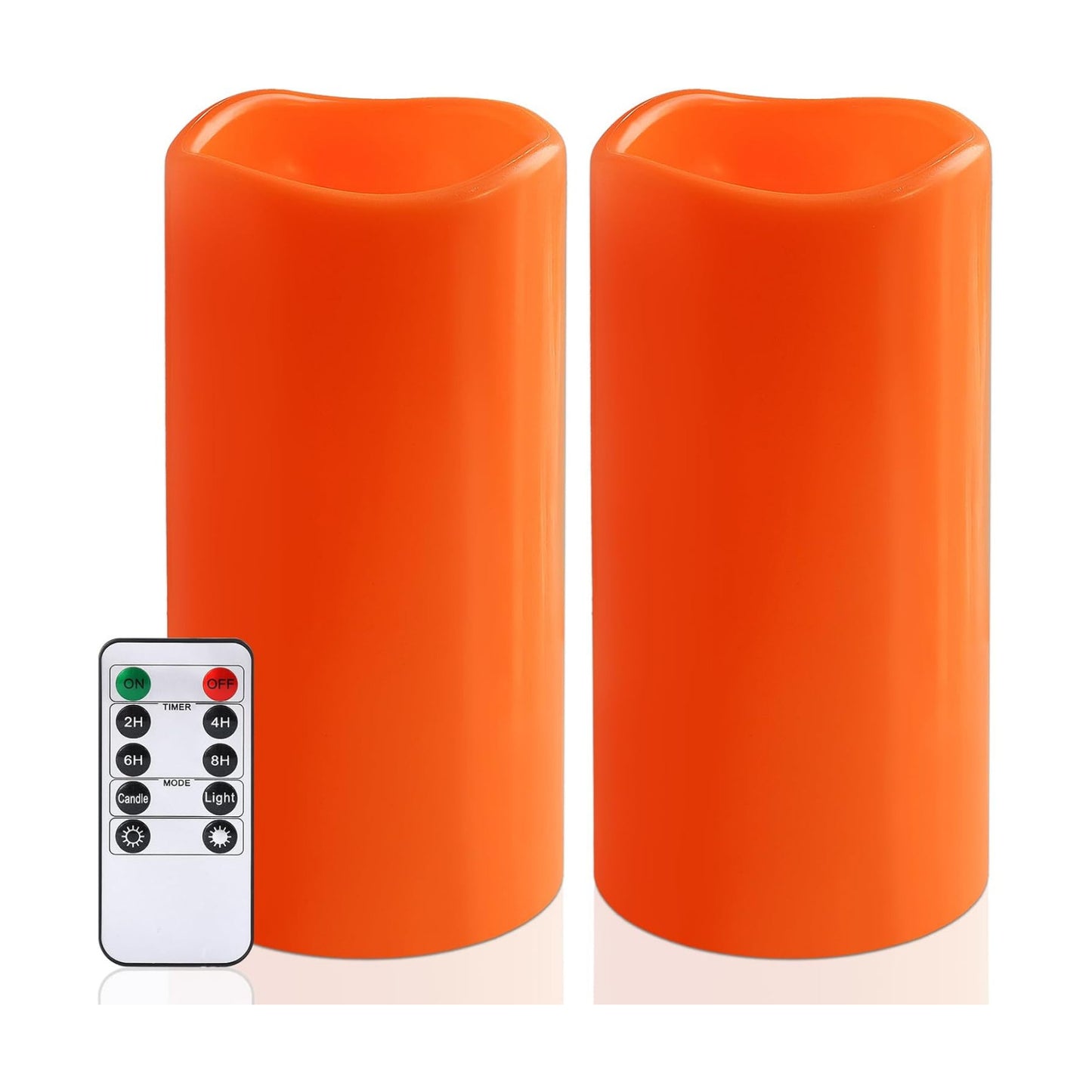 NURADA 8" x 4" Large Outdoor Flameless Candles - Waterproof LED Pillar Flickering Candle Battery Operated with Timer