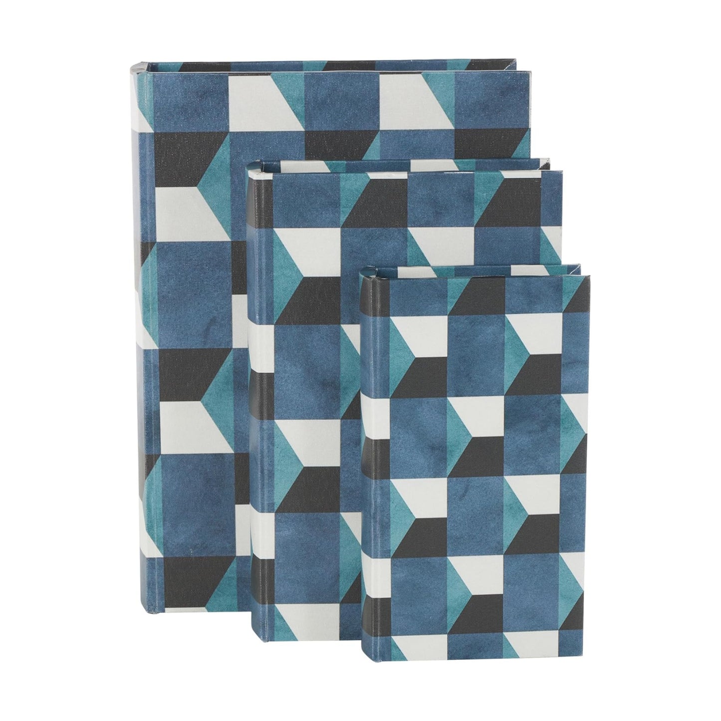 Faux Leather Decorative Box Faux Book Storage Book Shaped Boxes / Blue / 13", 11", 9"H