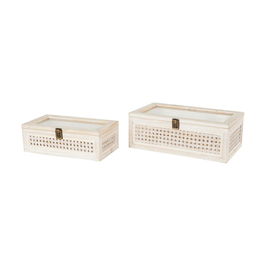 Metal Handmade Decorative Box Woven Storage Decorative Keepsake Boxes / Cream / 14", 12"W