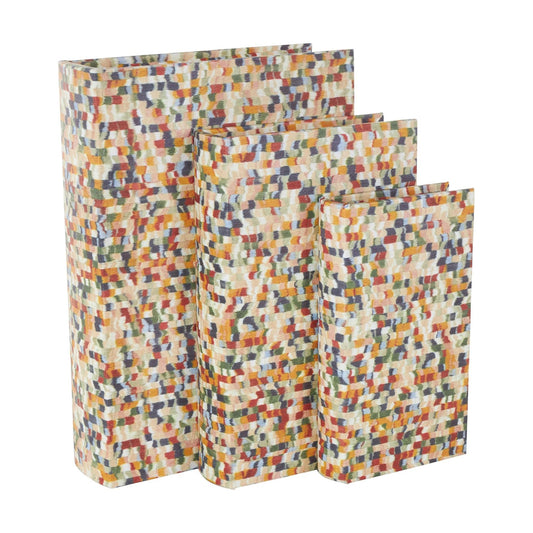 Faux Leather Decorative Box Faux Book Storage Book Shaped / Multi Colored / 13", 11", 9"H / Set of 3