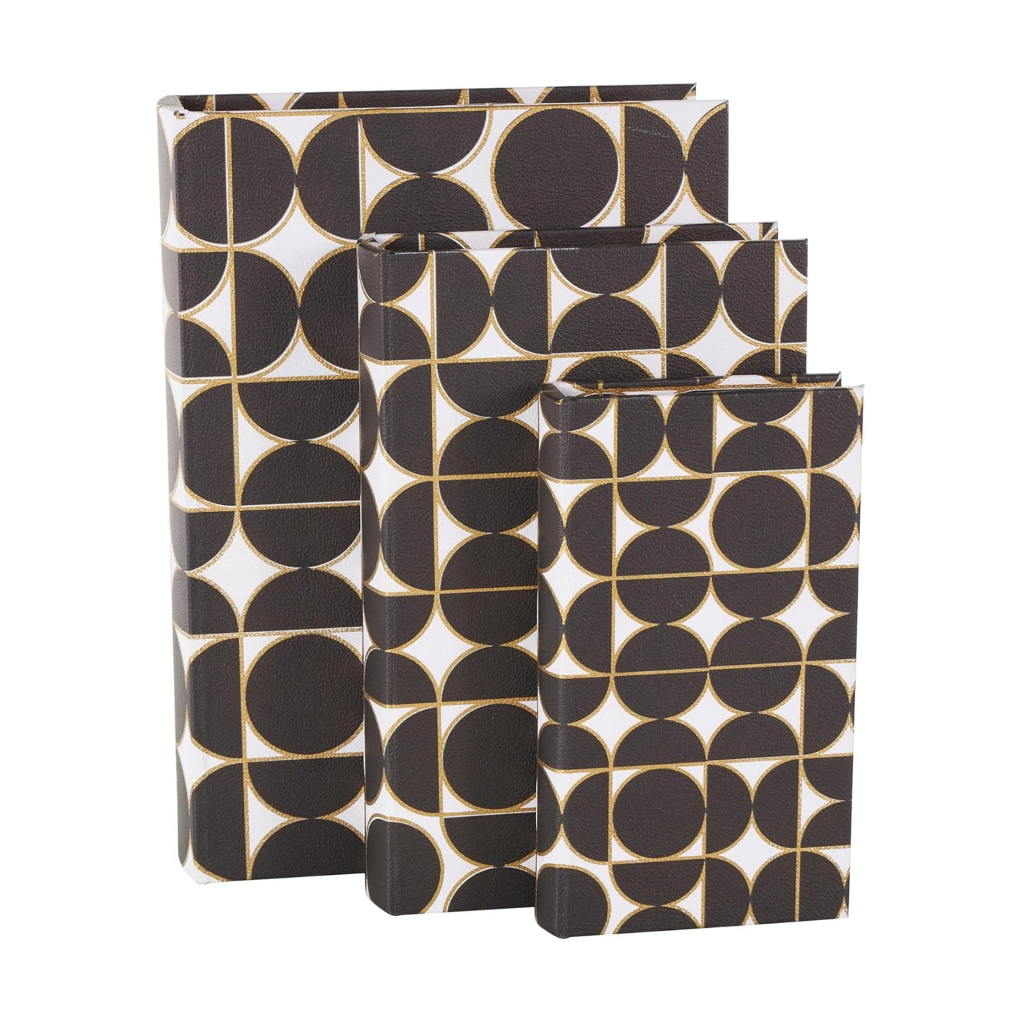 Faux Leather Decorative Box Faux Book Storage Book Shaped Boxes / Black / 12.8", 11", 9"H