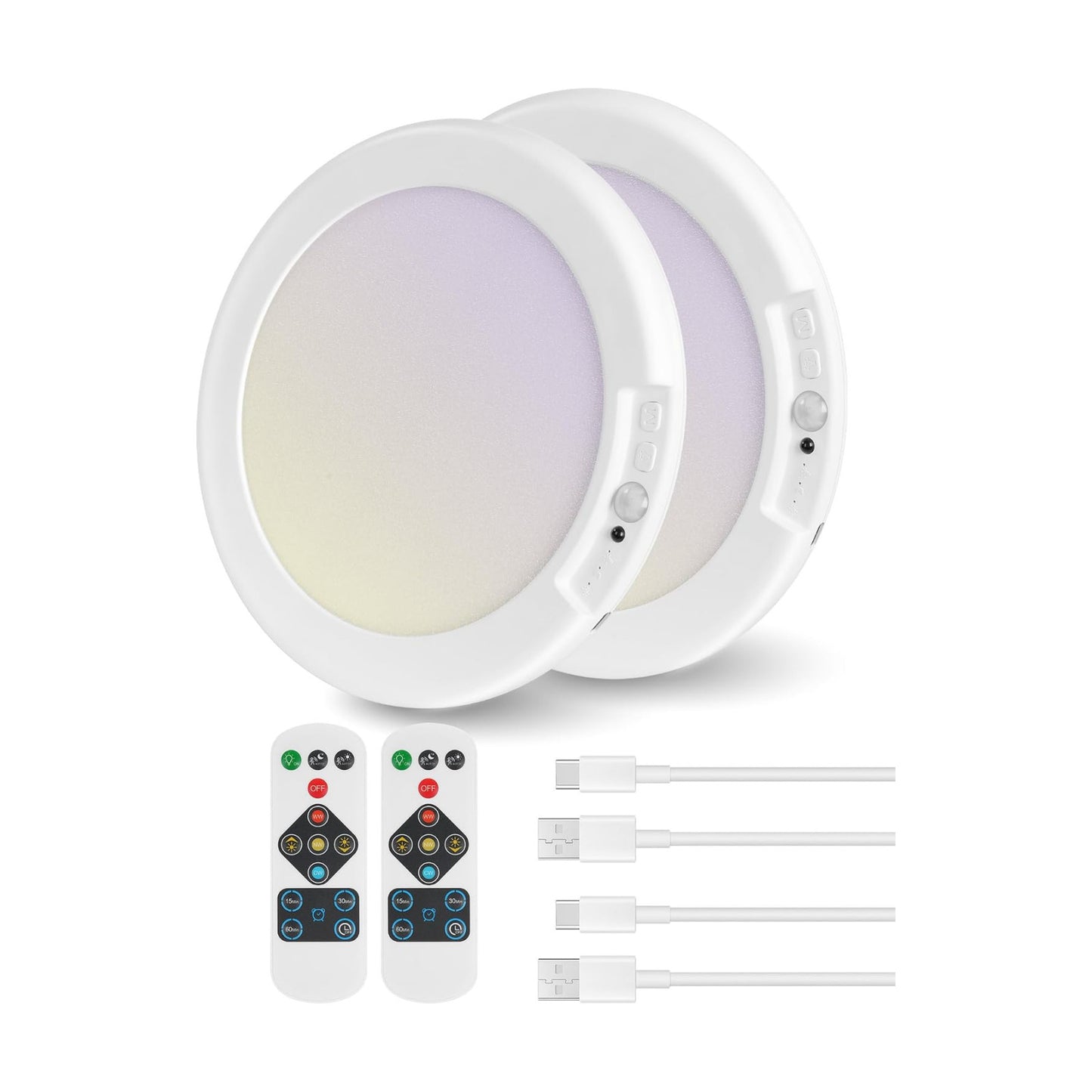 2 Pack Rechargeable Motion Sensor Ceiling Lights with Remote, Wireless Ceiling Light Battery Operated, Magnetic, 3CCT