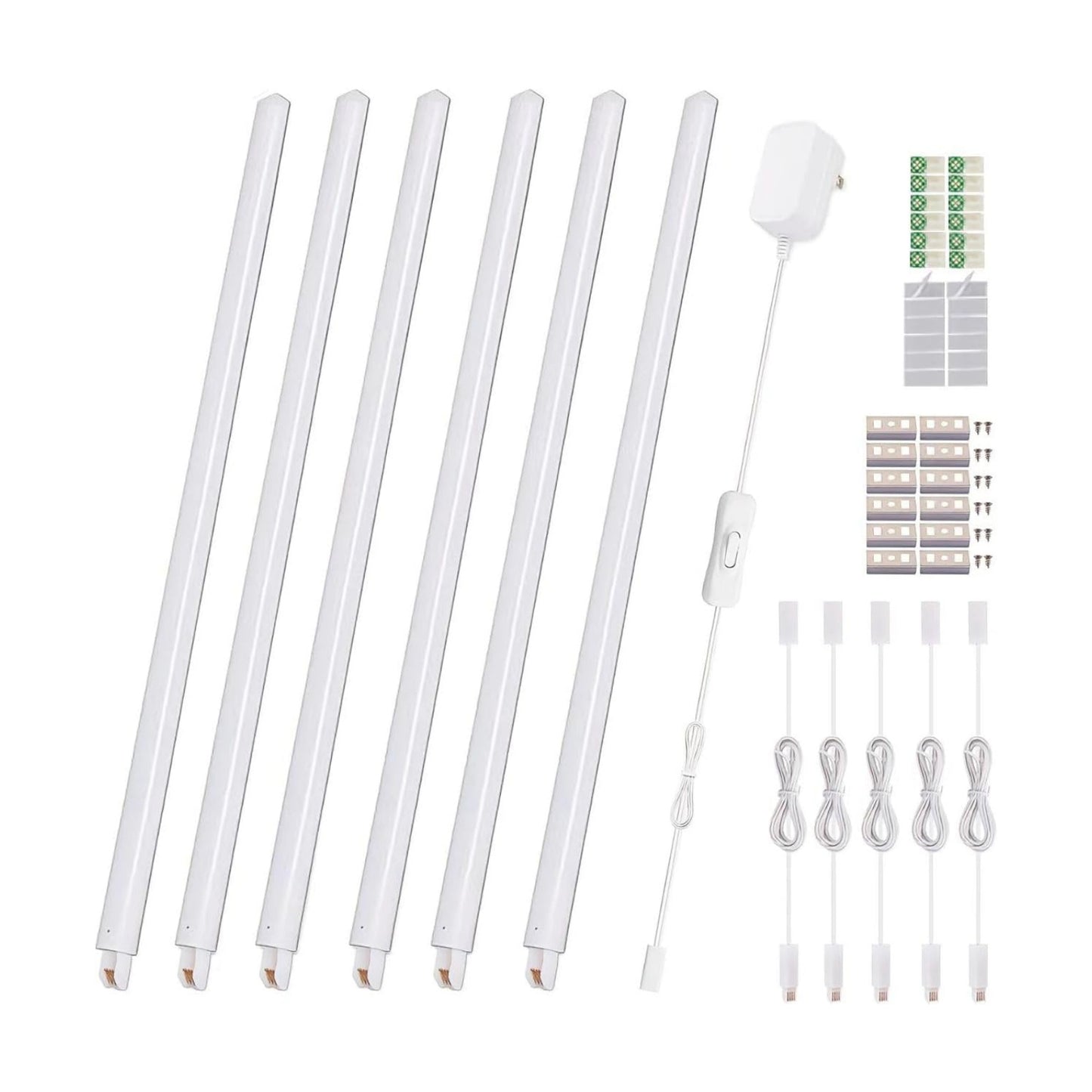 Cefrank Under Cabinet Lighting, 6-Pack 12" Linkable LED Light Bars 3000K | Warm White 1200LM • Plug-in • CRI90+ •