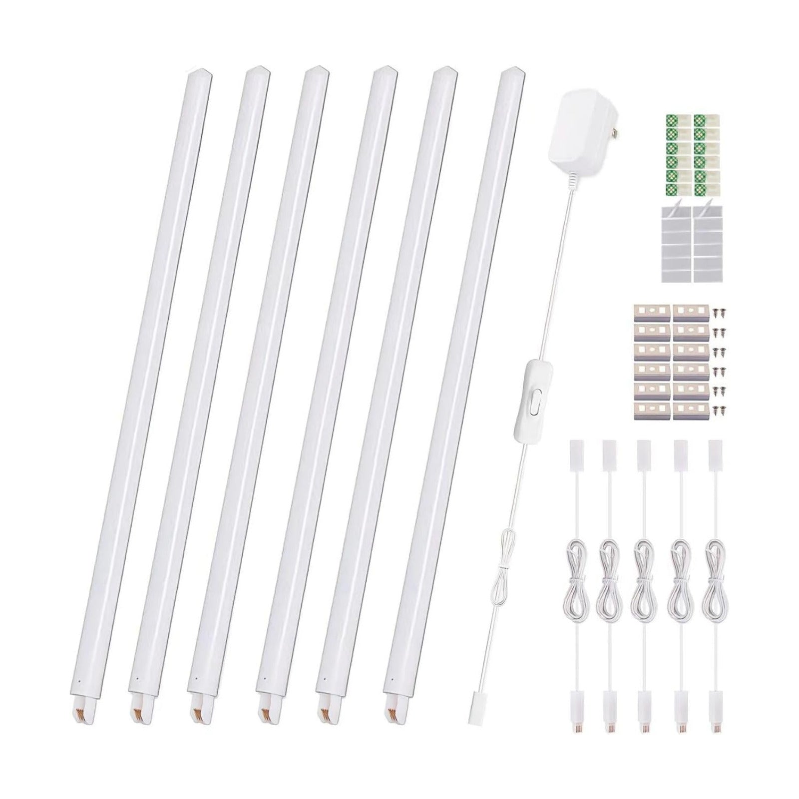 Cefrank Under Cabinet Lighting, 6-Pack 12" Linkable LED Light Bars 3000K | Warm White 1200LM • Plug-in • CRI90+ •