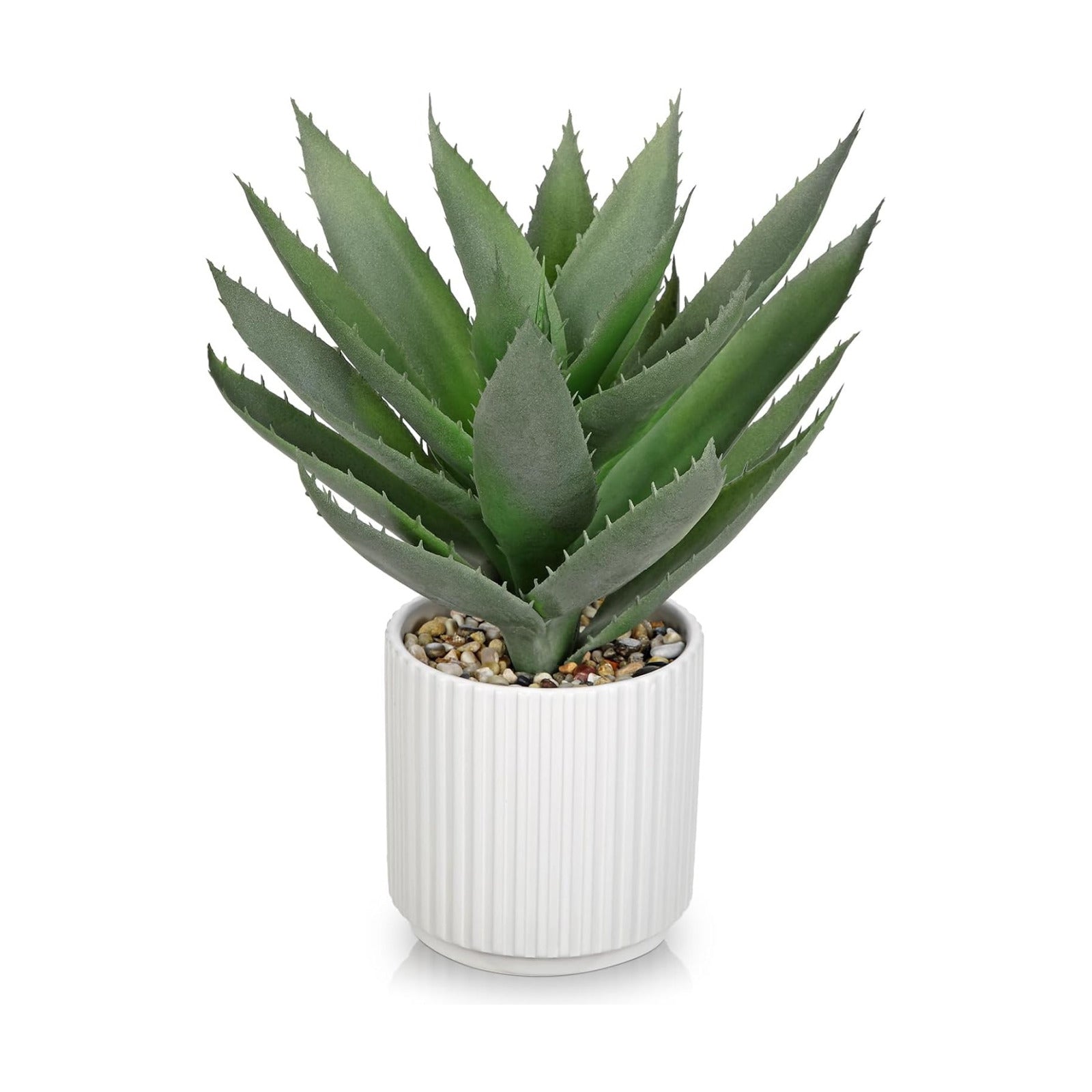Large Artificial Agave Plants 11.8" Fake Succulents Potted Faux Aloe Vera Plant / Light Green