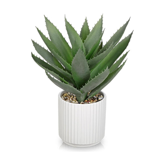 Large Artificial Agave Plants 11.8" Fake Succulents Potted Faux Aloe Vera Plant / Light Green
