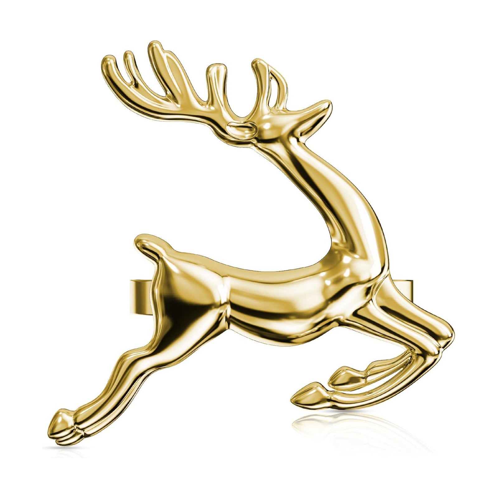 Christmas Gold Reindeer Napkin Rings Set of 12 for Table Decoration | 12 Pcs Reusable Gold Reindeer Napkin Holder Ring