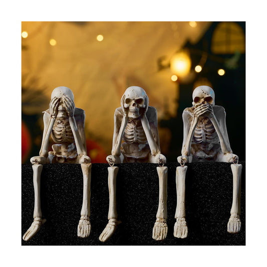 Indoor Skeleton Halloween Decor for Mantel Shelf, No Evil Figurines