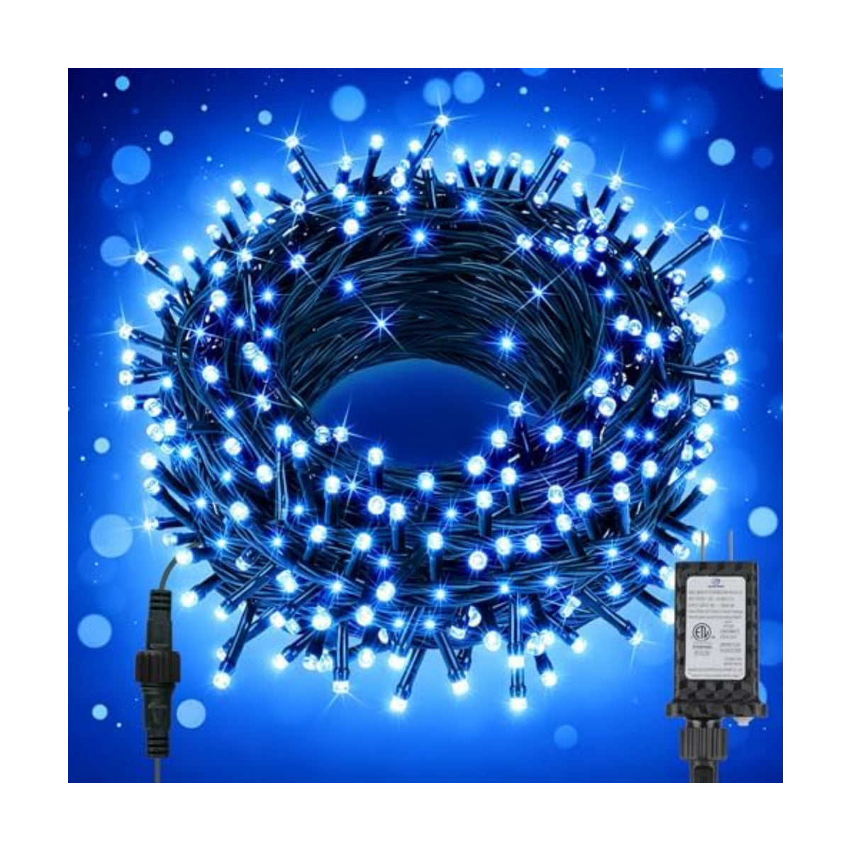 FairyGlim Christmas String Lights Plug in,33FT 100 LED String Lights with 8 Modes & Timer, Xmas Decorations for Trees Wreath, Outdoor Indoor Yard Garden Party Decor, Blue
