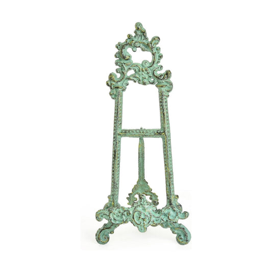 Sungmor Vintage Cast Iron Cookbook Stand, 15.5 Inches Tall Antique Green | Small Ornate Easel Fleur De Lis Stand,Table