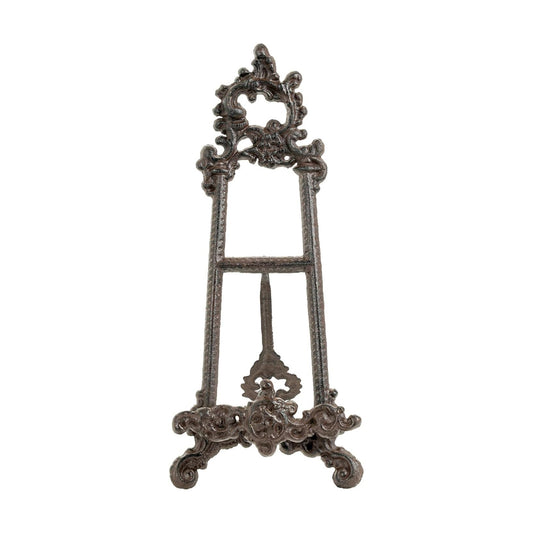 Sungmor Vintage Cast Iron Cookbook Stand, 15.5 Inches Tall Antique Brown | Small Ornate Easel Fleur De Lis Stand,Table