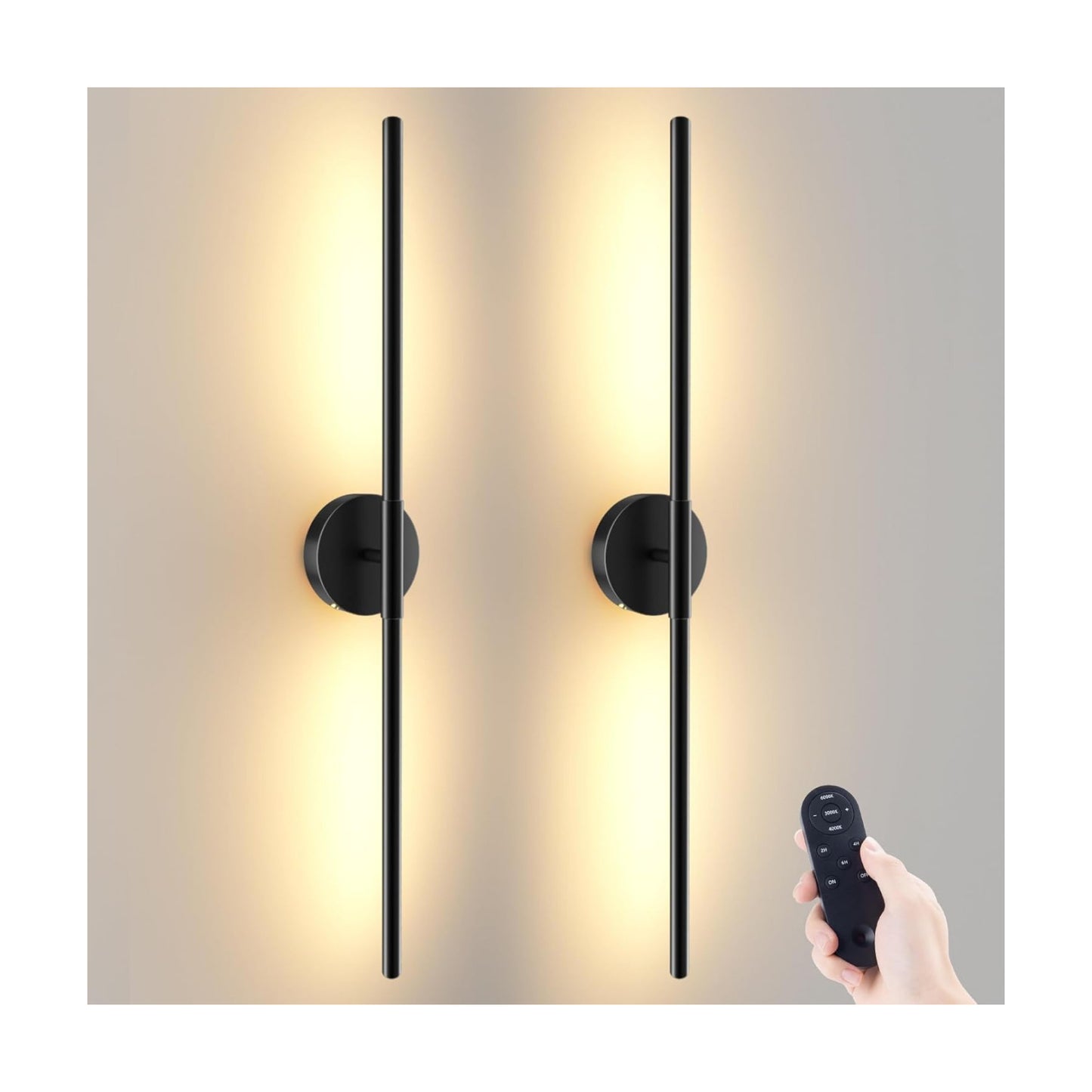 JOFIOS Battery Operated Wall Sconces Set of 2, 360°Rotation Wireless Rechargeable Wall Lights: Dimmable Detachable Wall