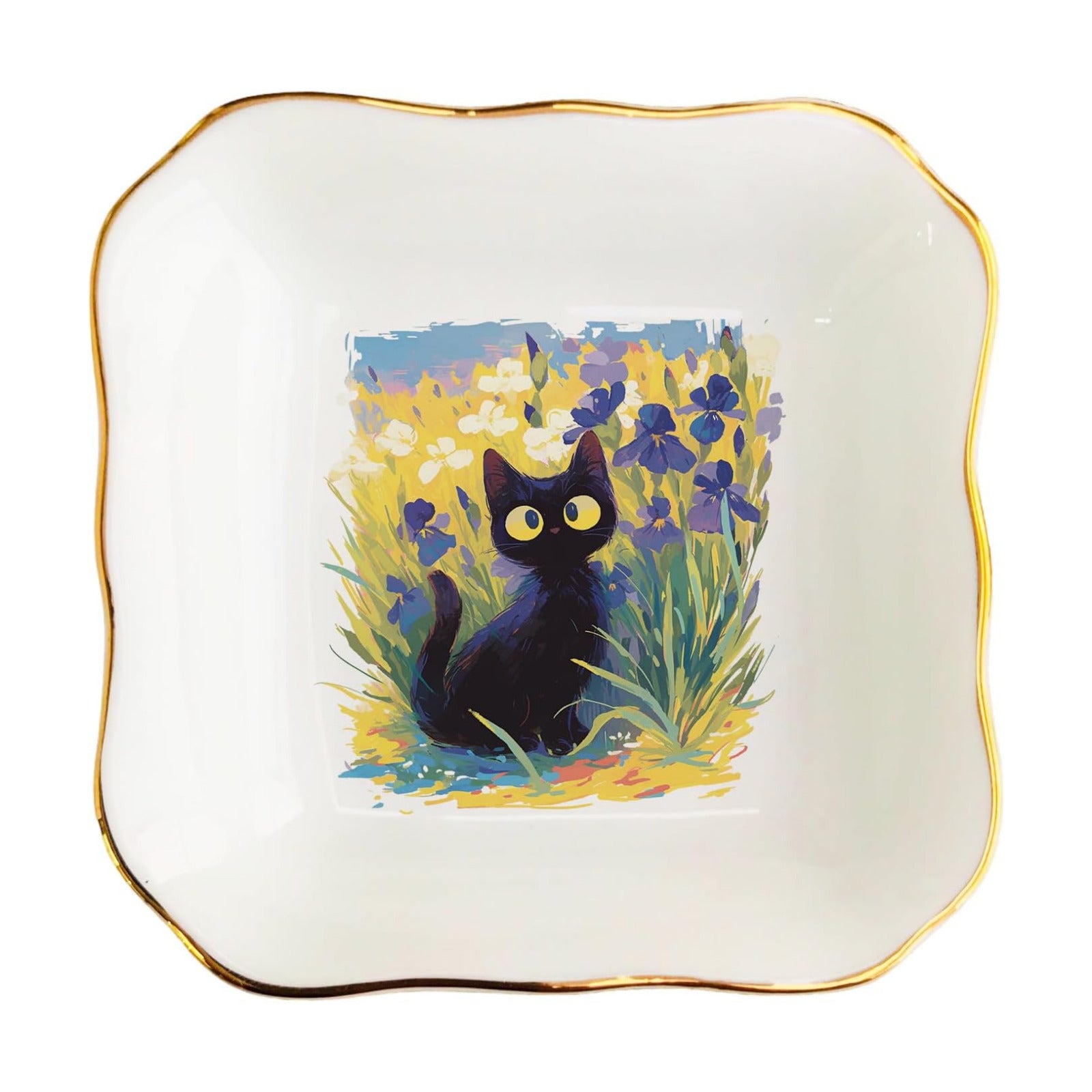 Van Gogh Cat Jewelry Dish/Cat Trinket/Gifts for Cat Lovers/Personalized Gifts Van Gogh / Black Cat