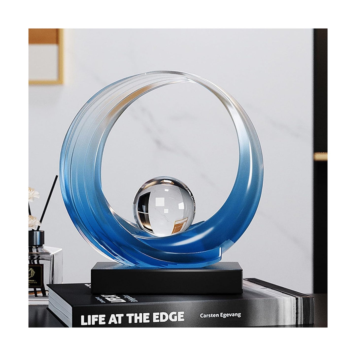 Wave Resin Origami Statue Modern Abstract Home Decoration Sculpture Abstract Office Desk / Blue