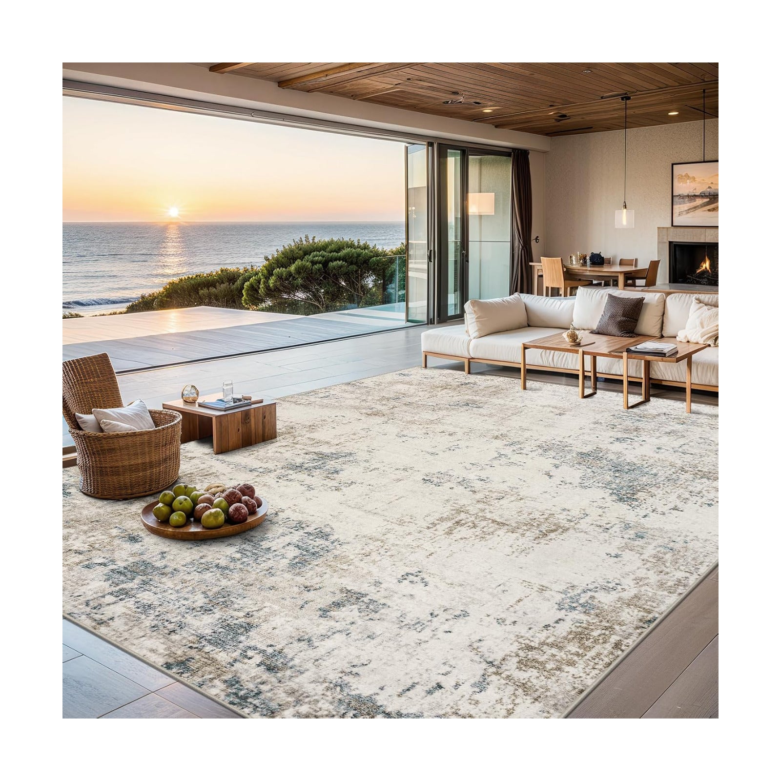 PLHXFR 6x9 Area Rug Living Room: Modern Abstract Washable Carpet Multi