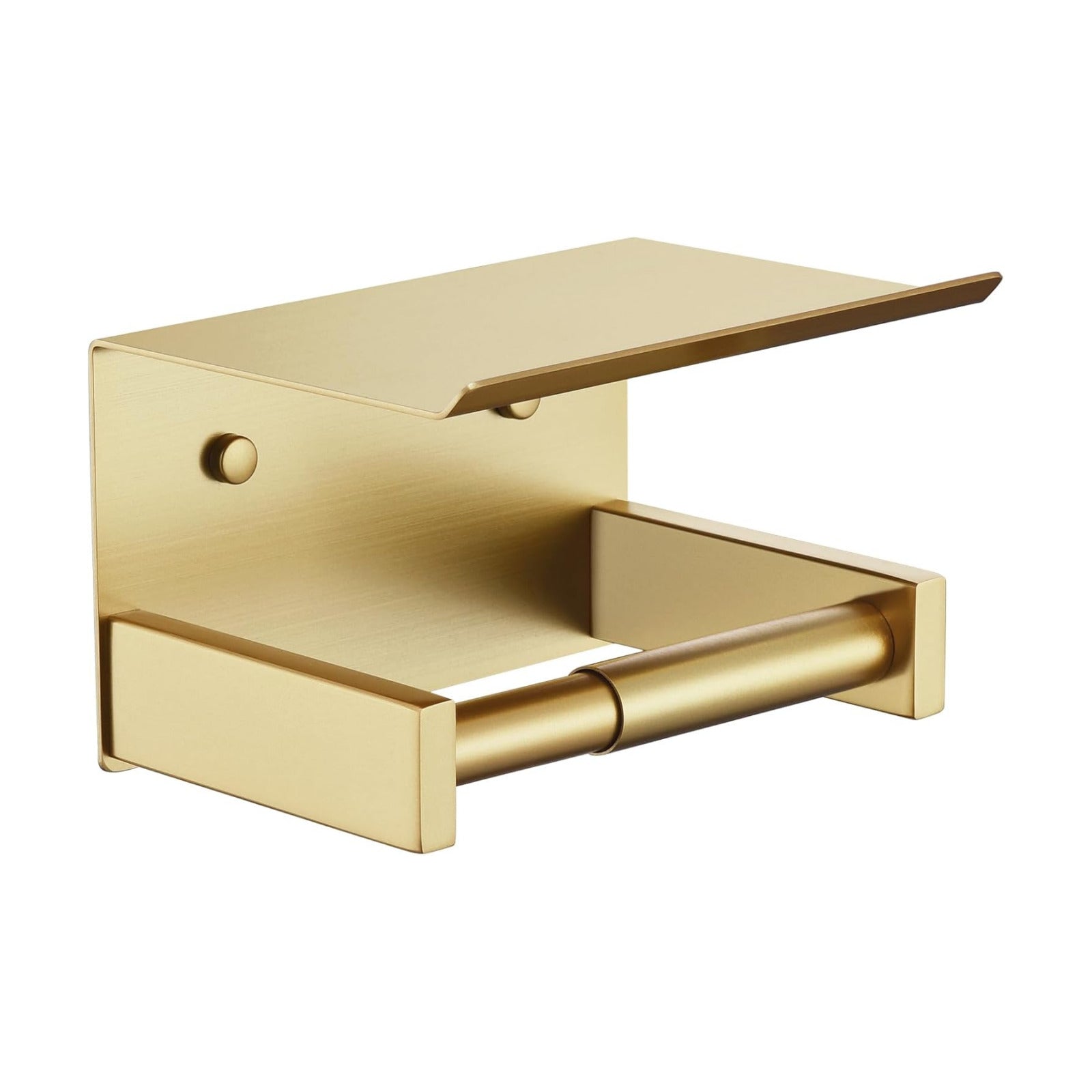 KOKOSIRI Roll Paper Holder Spring Loaded Tissue Paper Holder Bathroom Toilet Roll Holder with Shelf Wall Mounted