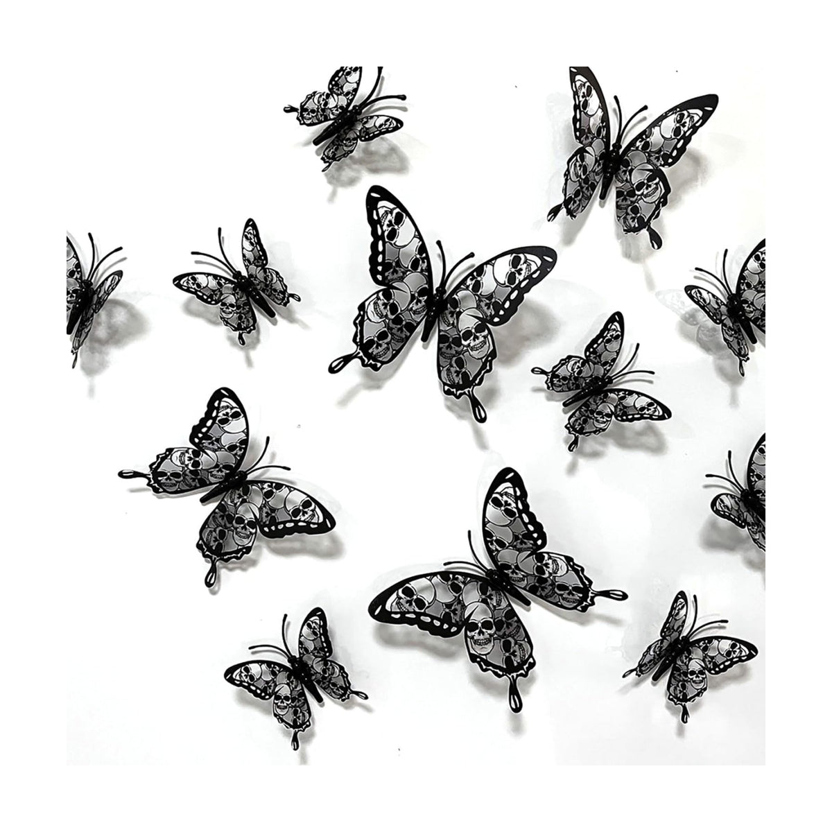 Halloween Wall Sticker Butterfly Wall Decals Skull Design Halloween Decor Indoor Supply Halloween Skull Wall Decals for Home Bedroom Bathroom Living Room Office Halloween Wall Stickers Decoration