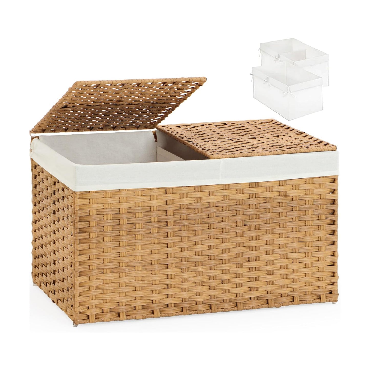 Lid Rattan Storage Basket / Natural / 105l-25.2l*15.4w*16.1h