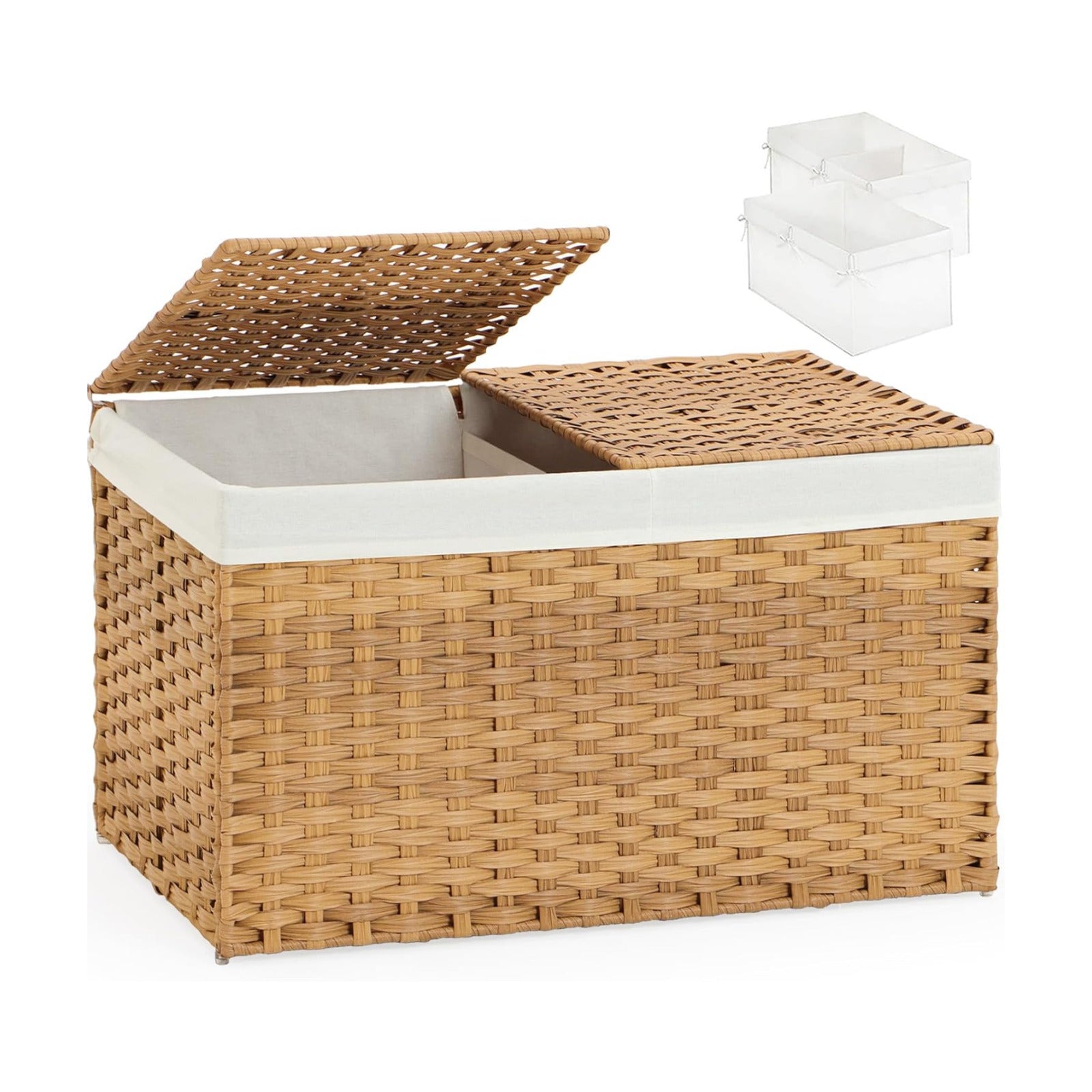 Lid Rattan Storage Basket / Natural / 105l-25.2l*15.4w*16.1h