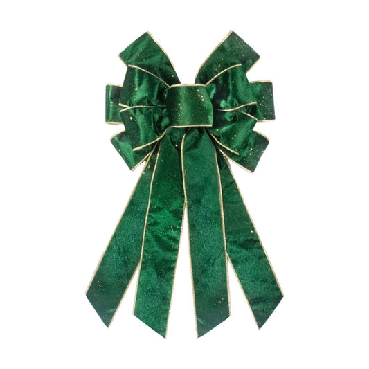 Hying Large Green Velvet Bows for Wreath, Holiday Wreath Bow Glitter Green Craft Bows Birthday Tree Topper Bows Ornaments for Front Door New Year Christmas Party Decoration Supplies