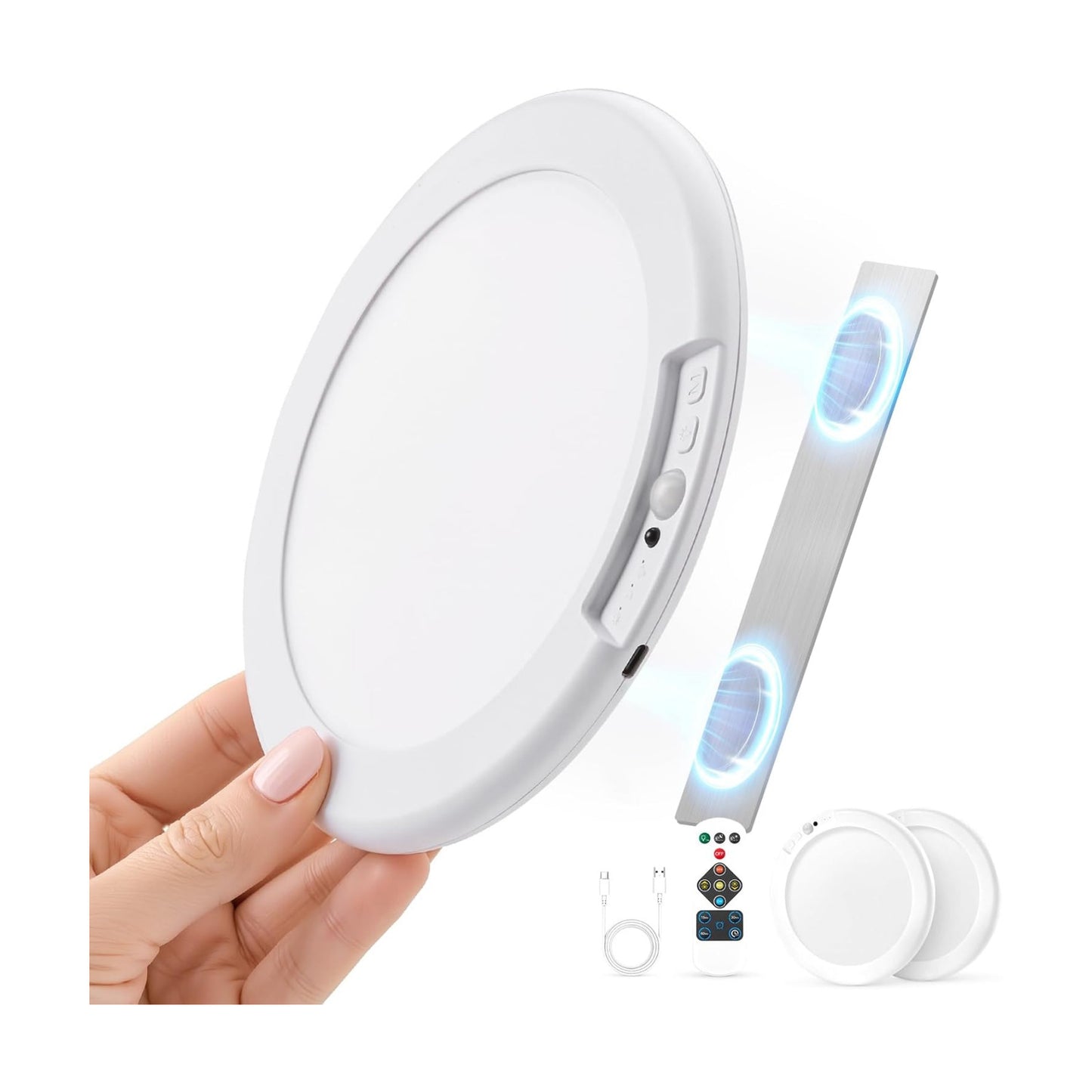 Rechargeable Motion Sensor Ceiling Light with Remote Wireless, 60 Days Battery Powered Shower Lamp Magnetic Dimming