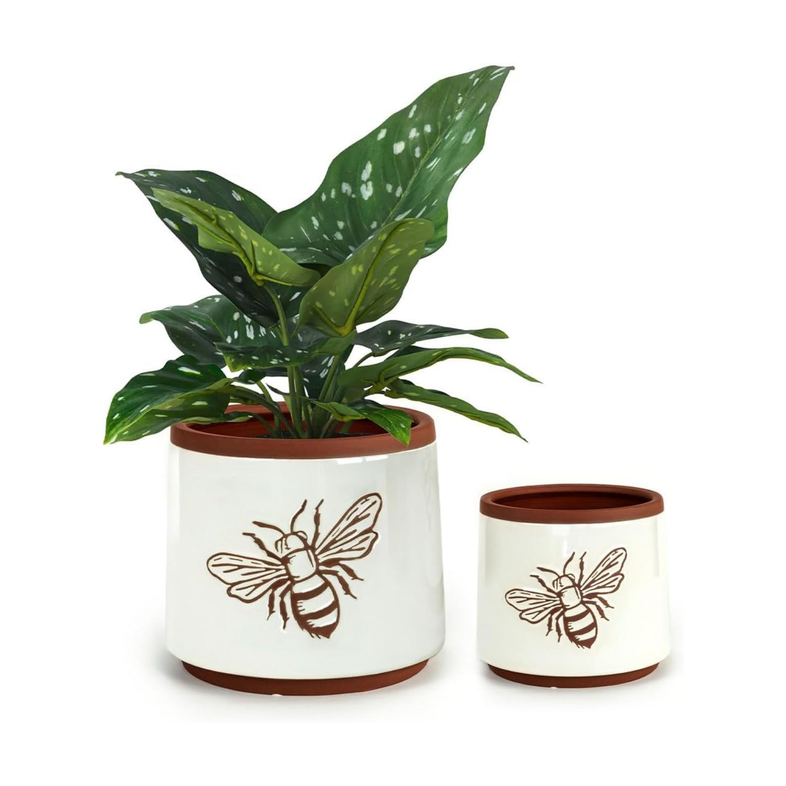 YBX Terracotta Pots / 6+4 Inch / White Bee