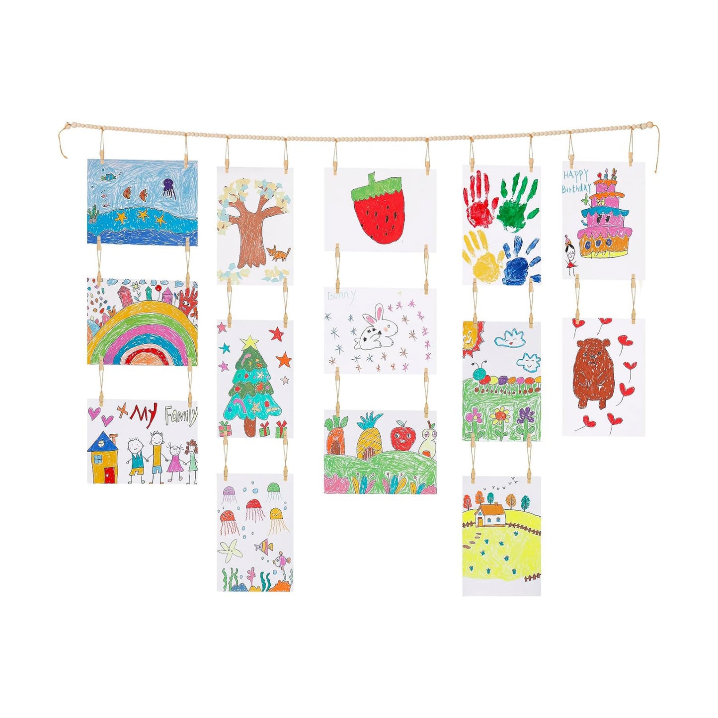 Wooden Beads Garland Frame Holder / Brown