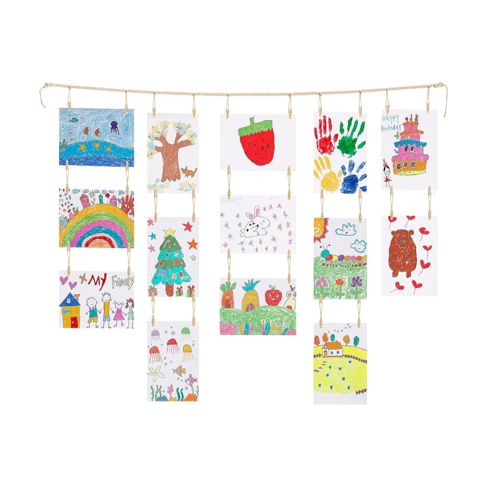 Wooden Beads Garland Frame Holder / Brown