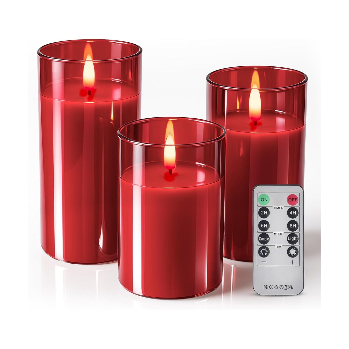 Tyawon Glass Battery Operated LED Flameless Candles with Remote and Timer, Real Wax Candles Warm Color Flickering Light