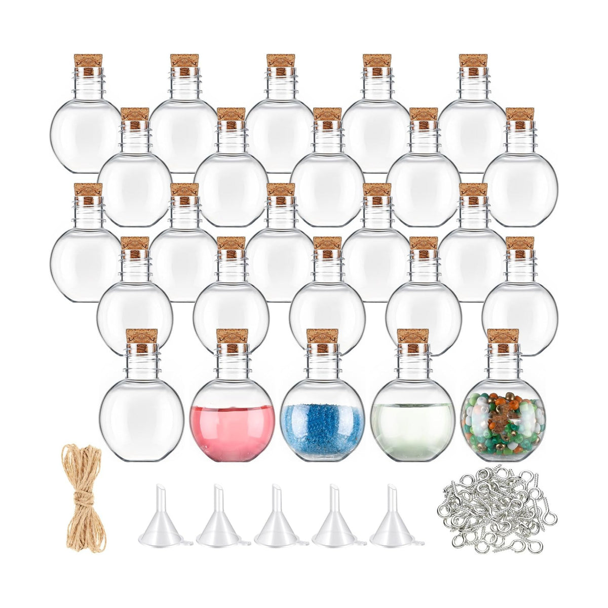 Bokon 25 Pack 1oz Plastic Mini Potion Bottles with Corks