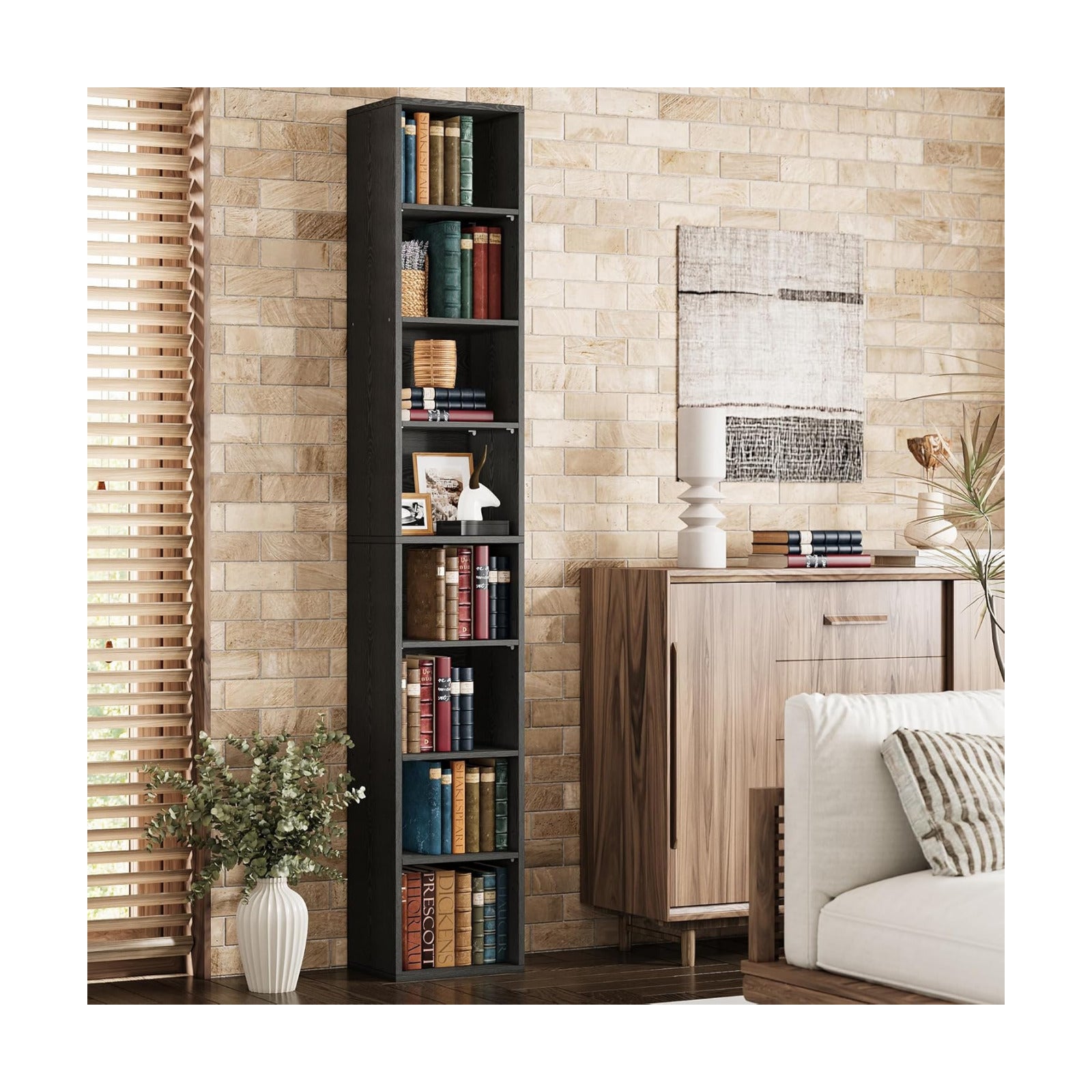 Floor Standing Display Storage Shelves in Tall / Vintage Black / 71 Inch