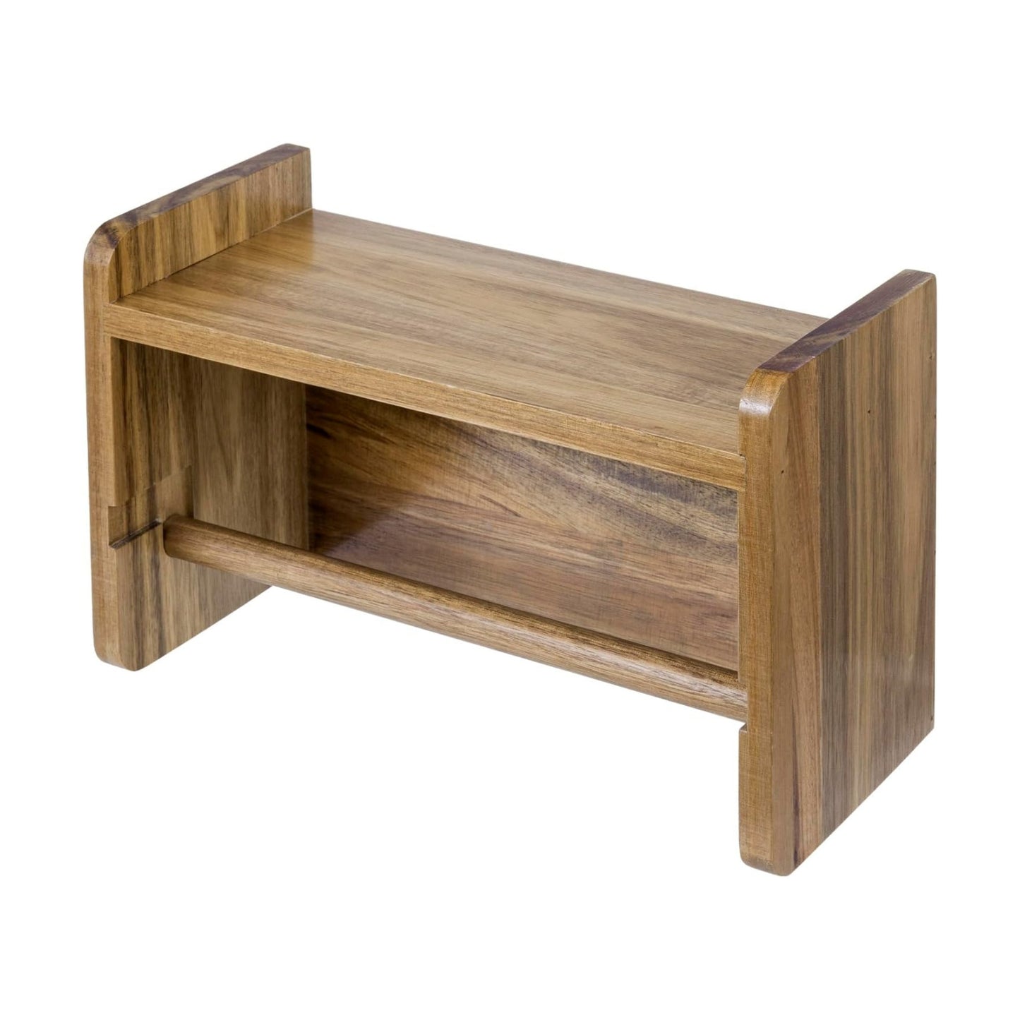 MyGift Acacia Wood Paper Towel Holder with Shelf, Wall Mounted Rack | Top shelf stores spices, oils, and kitchen