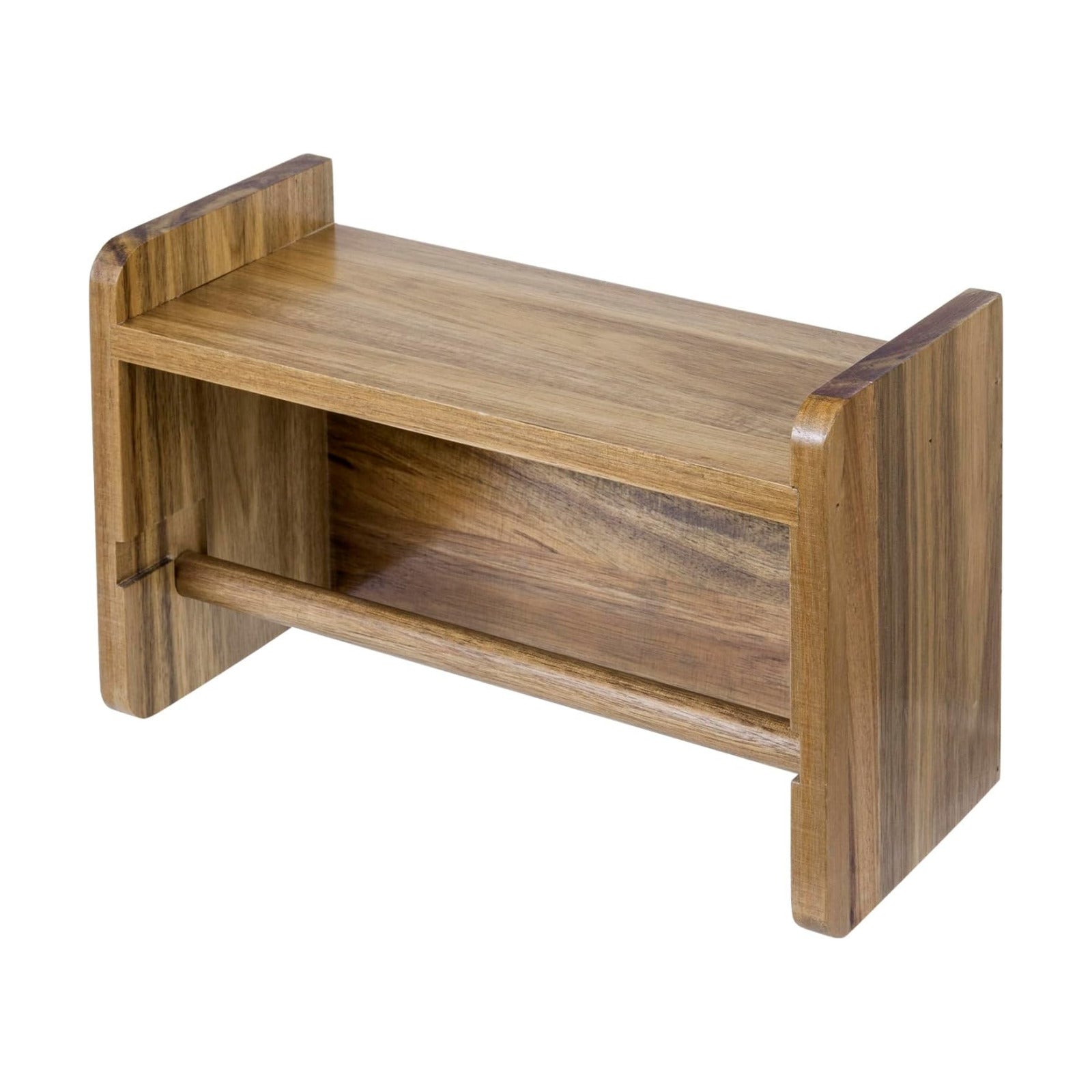 MyGift Acacia Wood Paper Towel Holder with Shelf, Wall Mounted Rack | Top shelf stores spices, oils, and kitchen