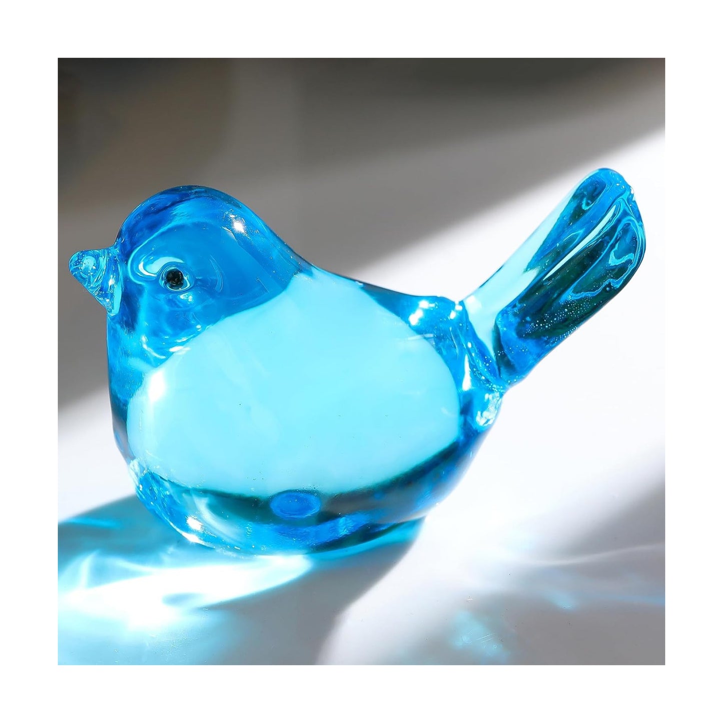Art Glass Birds Collectible Figurines for Desk / Blue