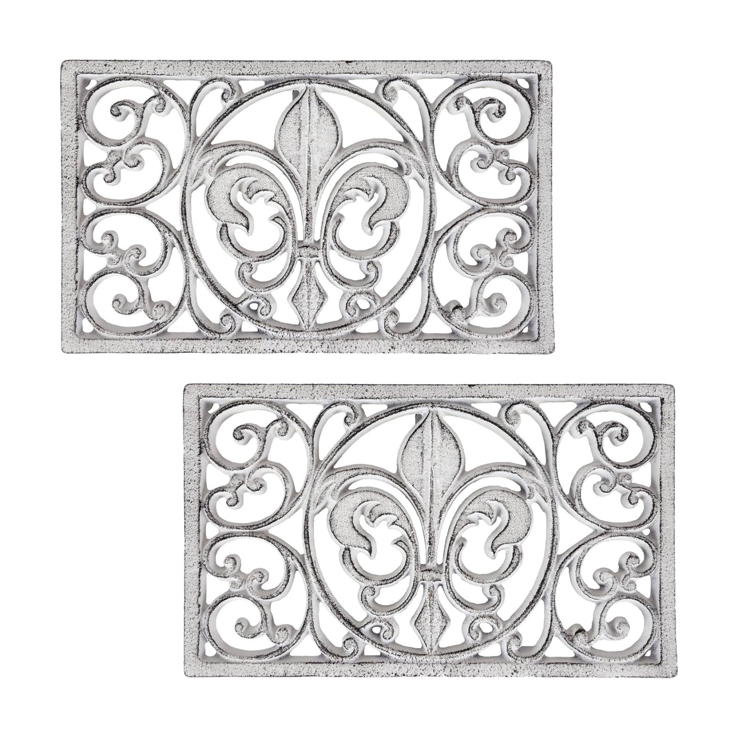 Lulu Decor, Cast Iron 10" x 6" Rectangle Fleur de lis Trivet Set of 2 pcs, for Hot Dishes or Pots - Durable Kitchen Mat