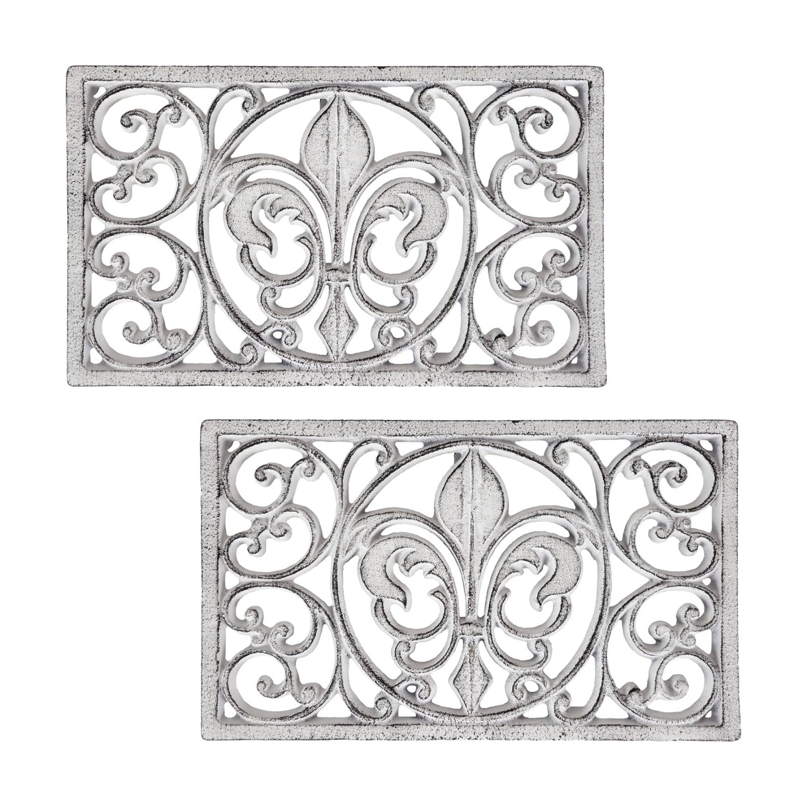 Lulu Decor, Cast Iron 10" x 6" Rectangle Fleur de lis Trivet Set of 2 pcs, for Hot Dishes or Pots - Durable Kitchen Mat